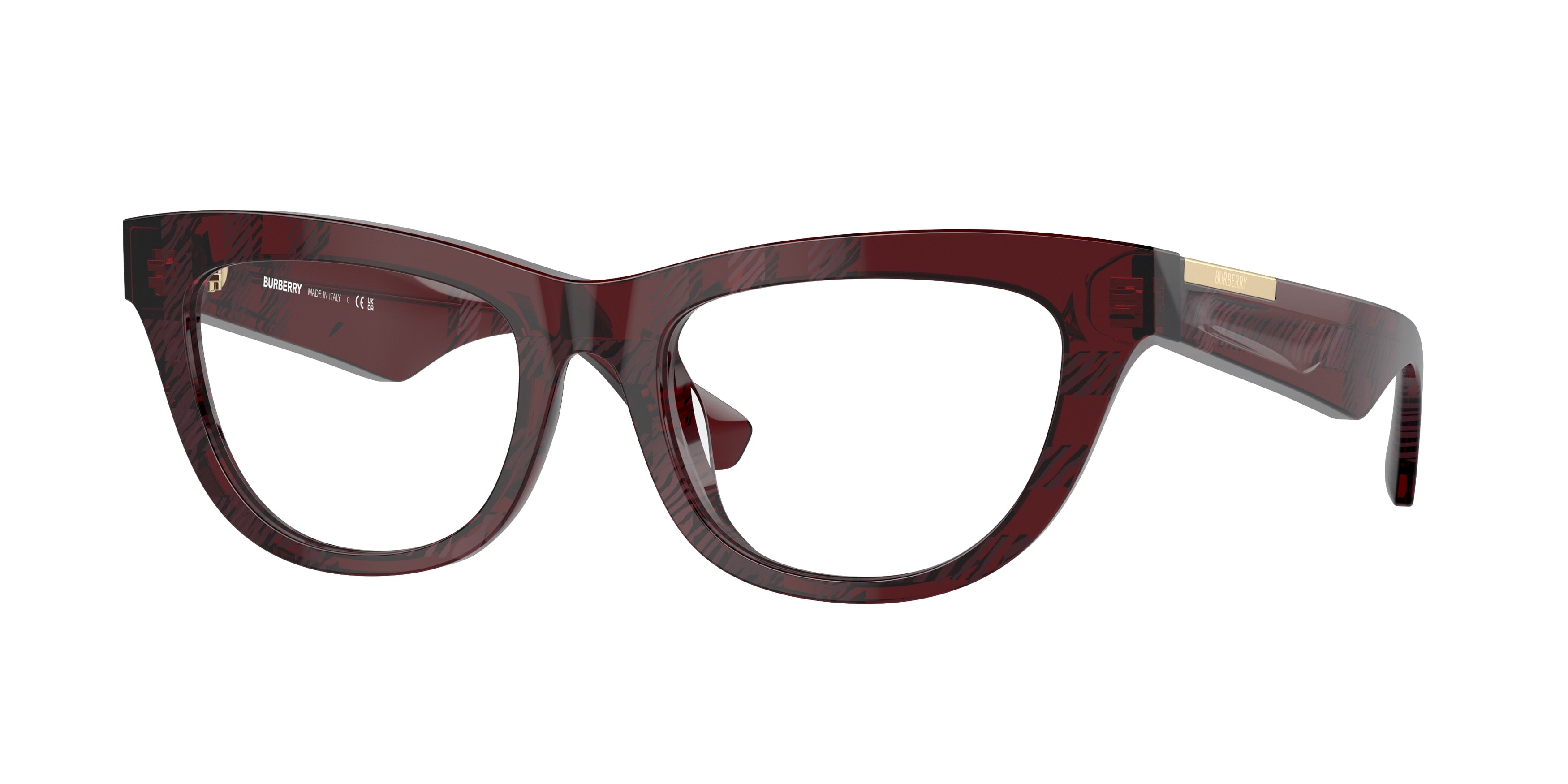 Burberry BE2406U Rectangle Eyeglasses 4115-Check Red 52-140-18 - Color Map Red