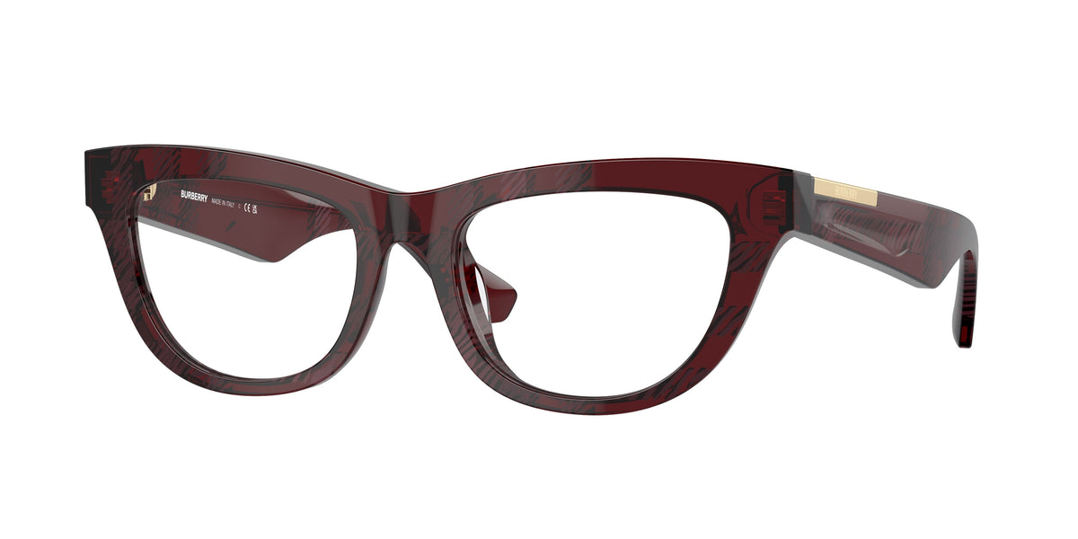 Burberry BE2406U Rectangle Eyeglasses 4115-Check Red 52-140-18 - Color Map Red