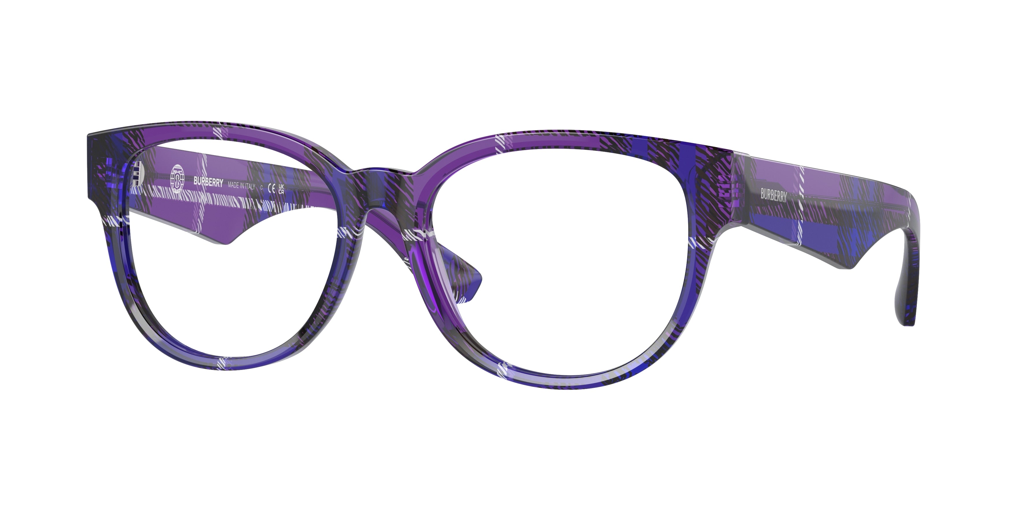 Burberry BE2410 Phantos Eyeglasses 4113-Check Violet 53-140-17 - Color Map Violet
