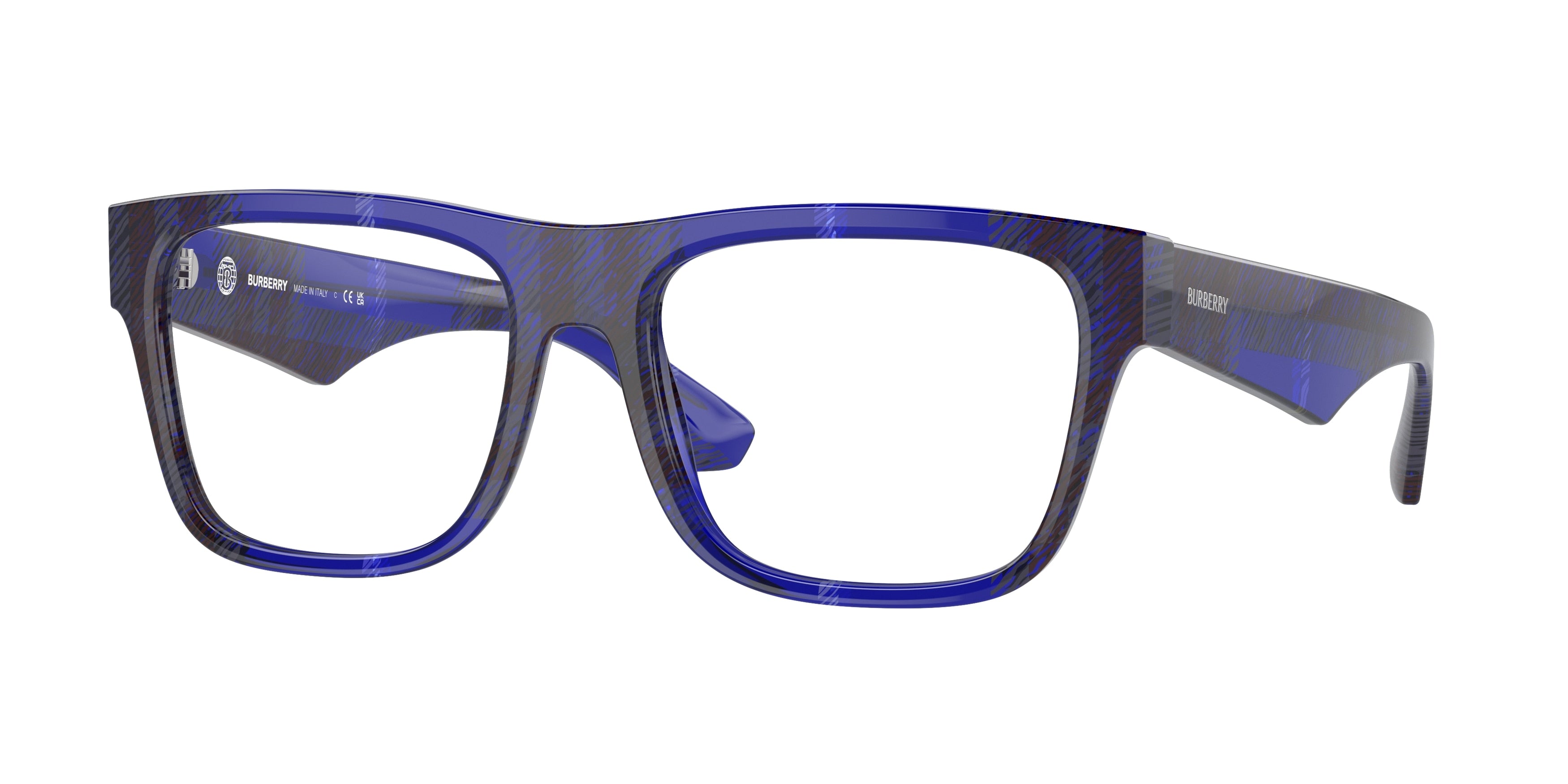 Burberry BE2411 Square Eyeglasses 4114-Check Blue 55-145-18 - Color Map Blue