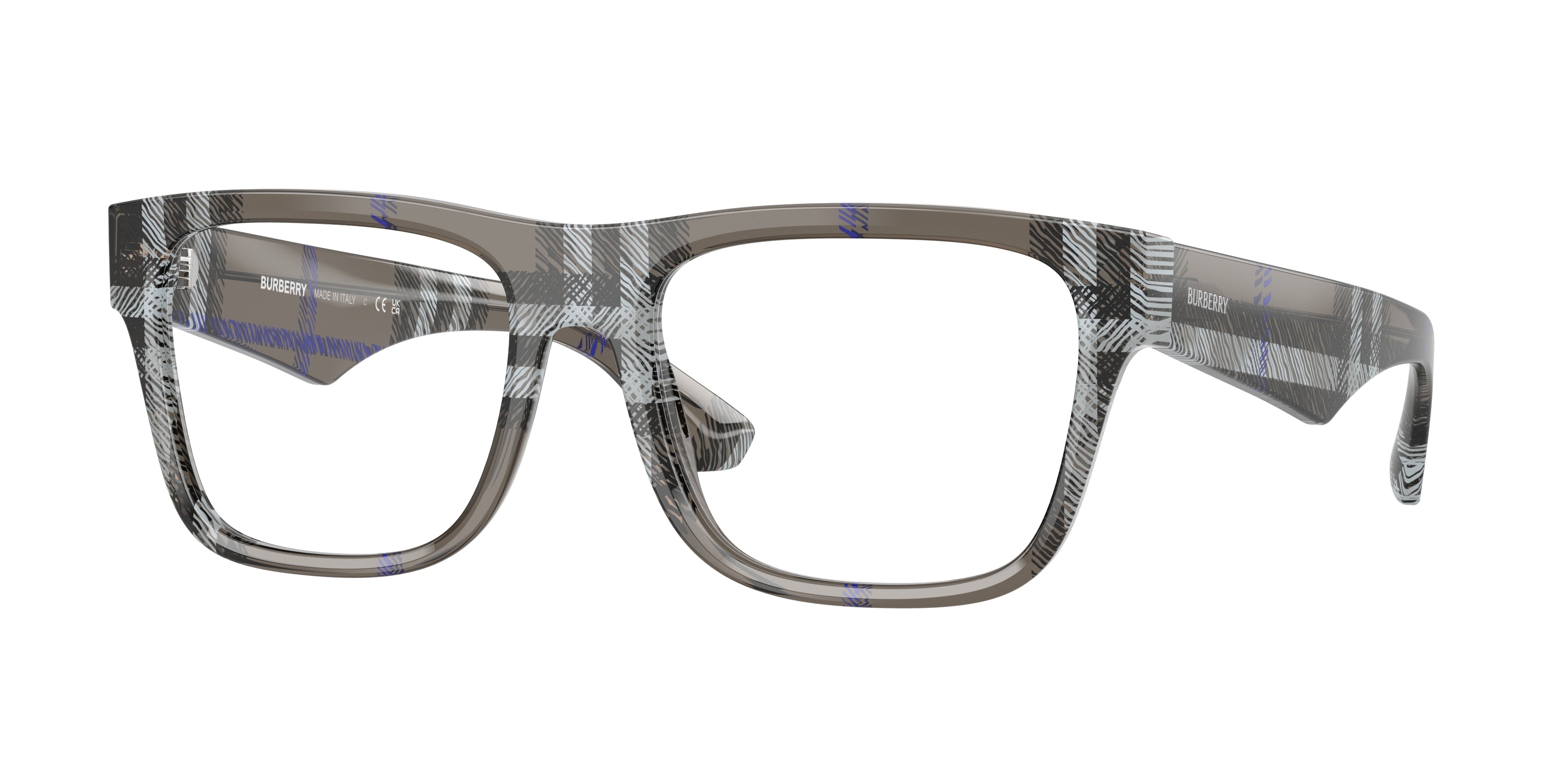 Burberry BE2411 Square Eyeglasses 4147-Check Lichen 55-145-18 - Color Map Grey