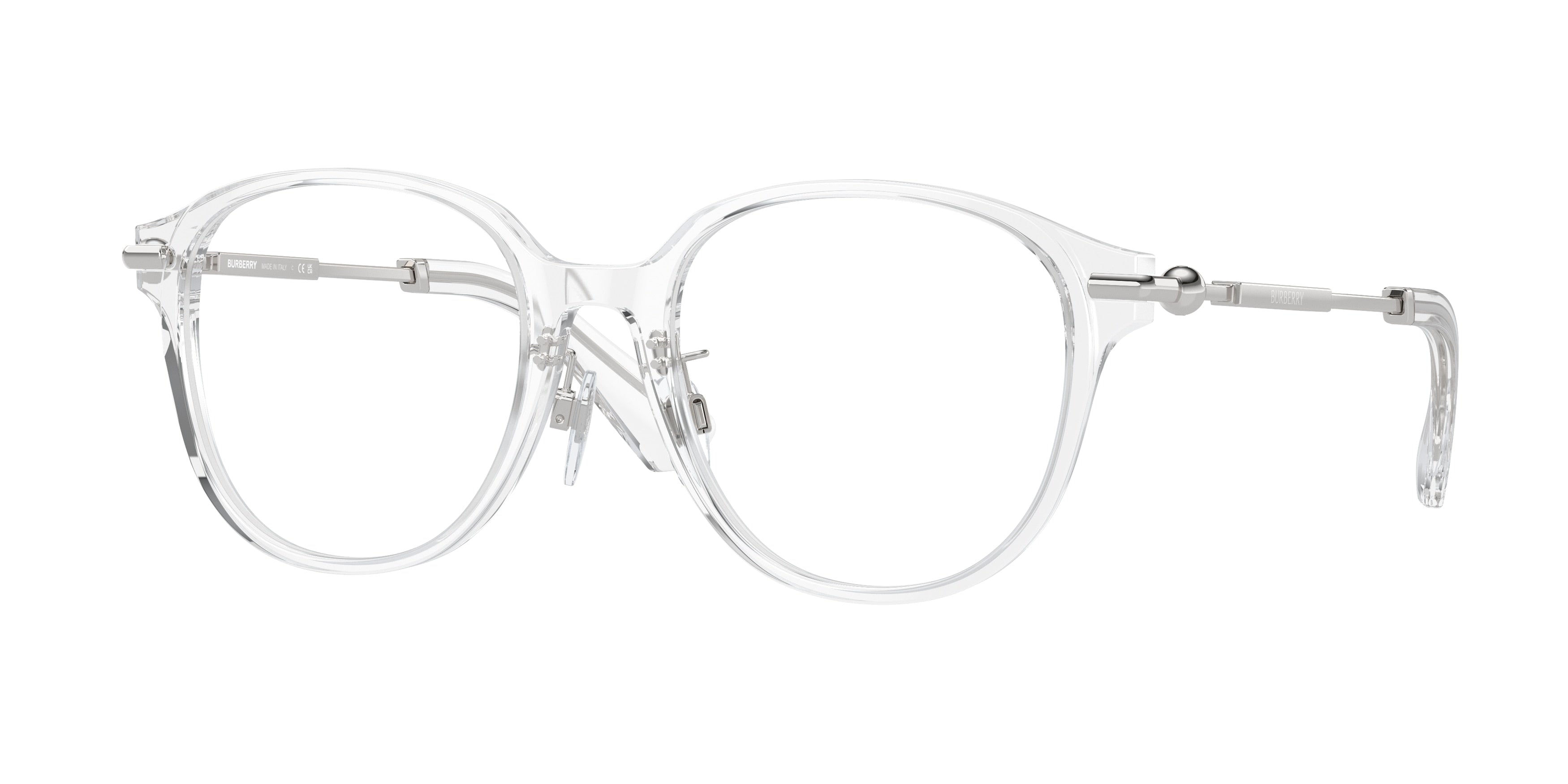 Burberry BE2412D Round Eyeglasses 3024-Transparent 52-140-19 - Color Map Transparent