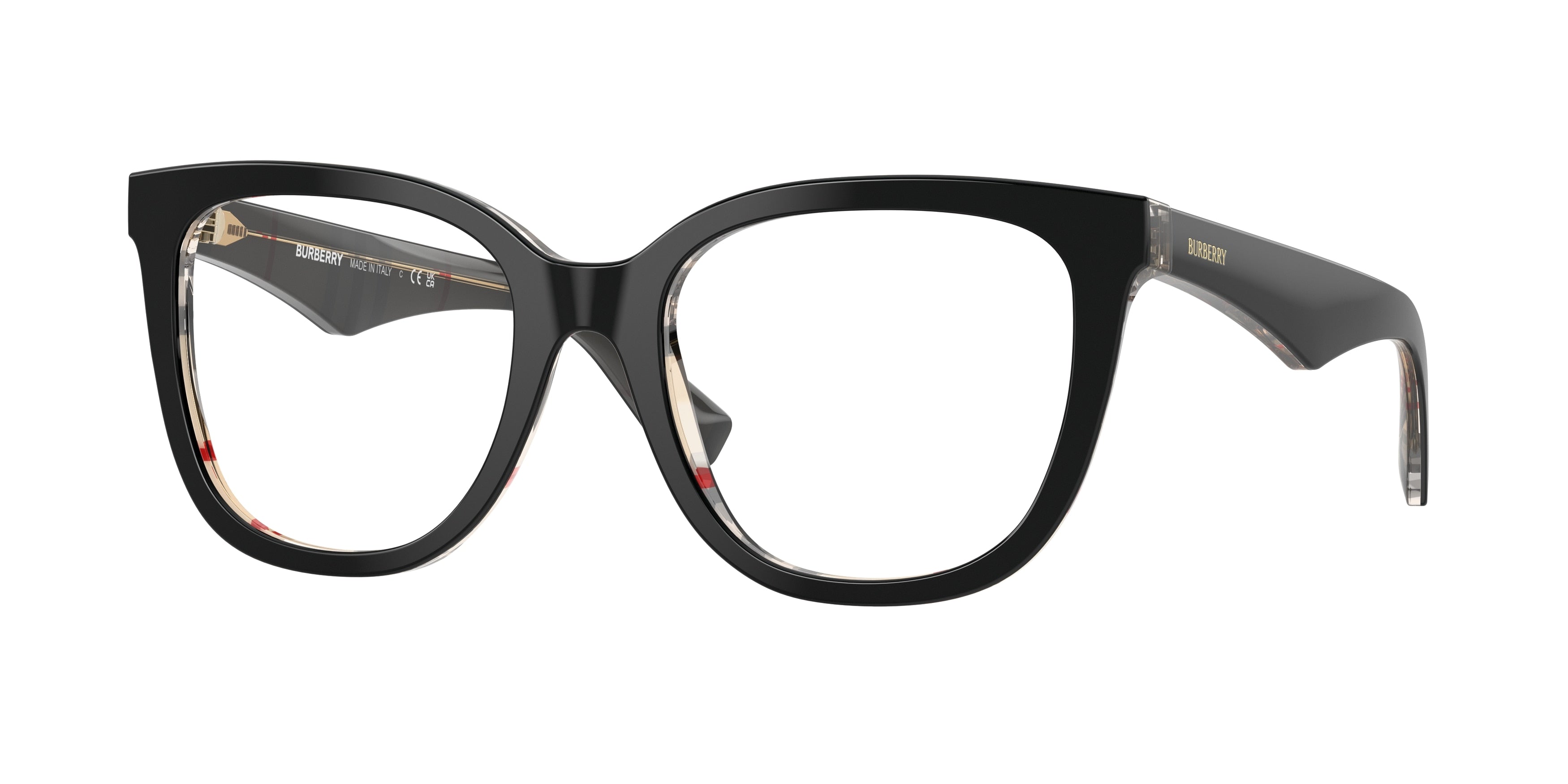 Burberry BE2415F Square Eyeglasses 4121-Top Black On Vintage Check 53-140-19 - Color Map Black