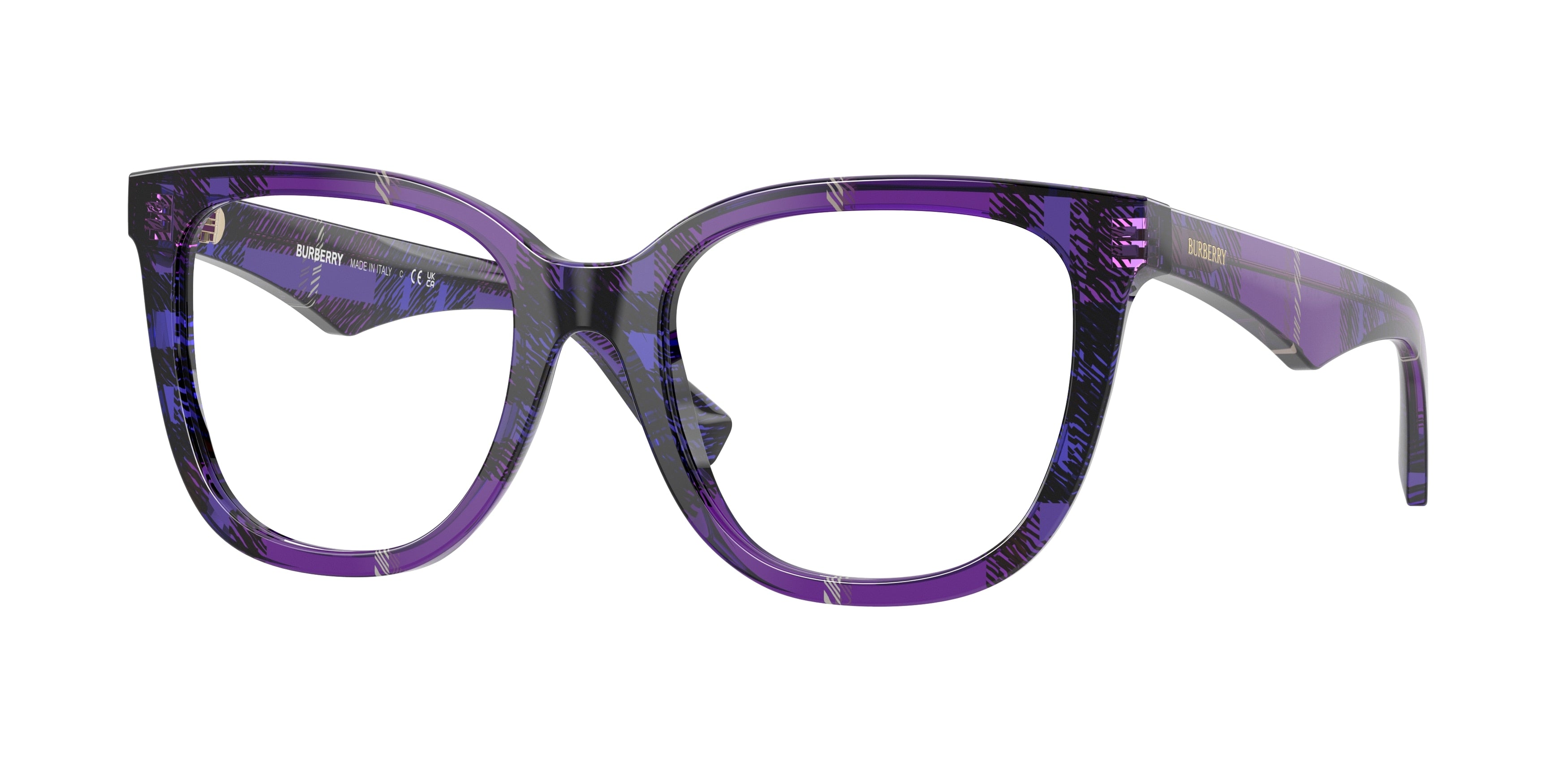 Burberry BE2415 Square Eyeglasses 4113-Check Violet 53-140-19 - Color Map Violet