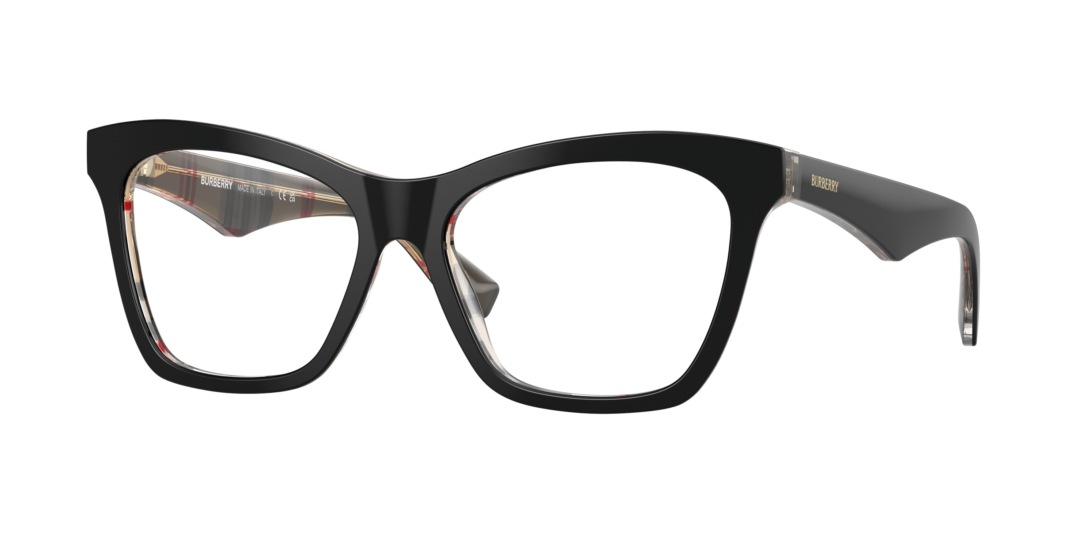 Burberry BE2416F Cat Eye Eyeglasses 4121-Top Black On Vintage Check 52-140-16 - Color Map Black