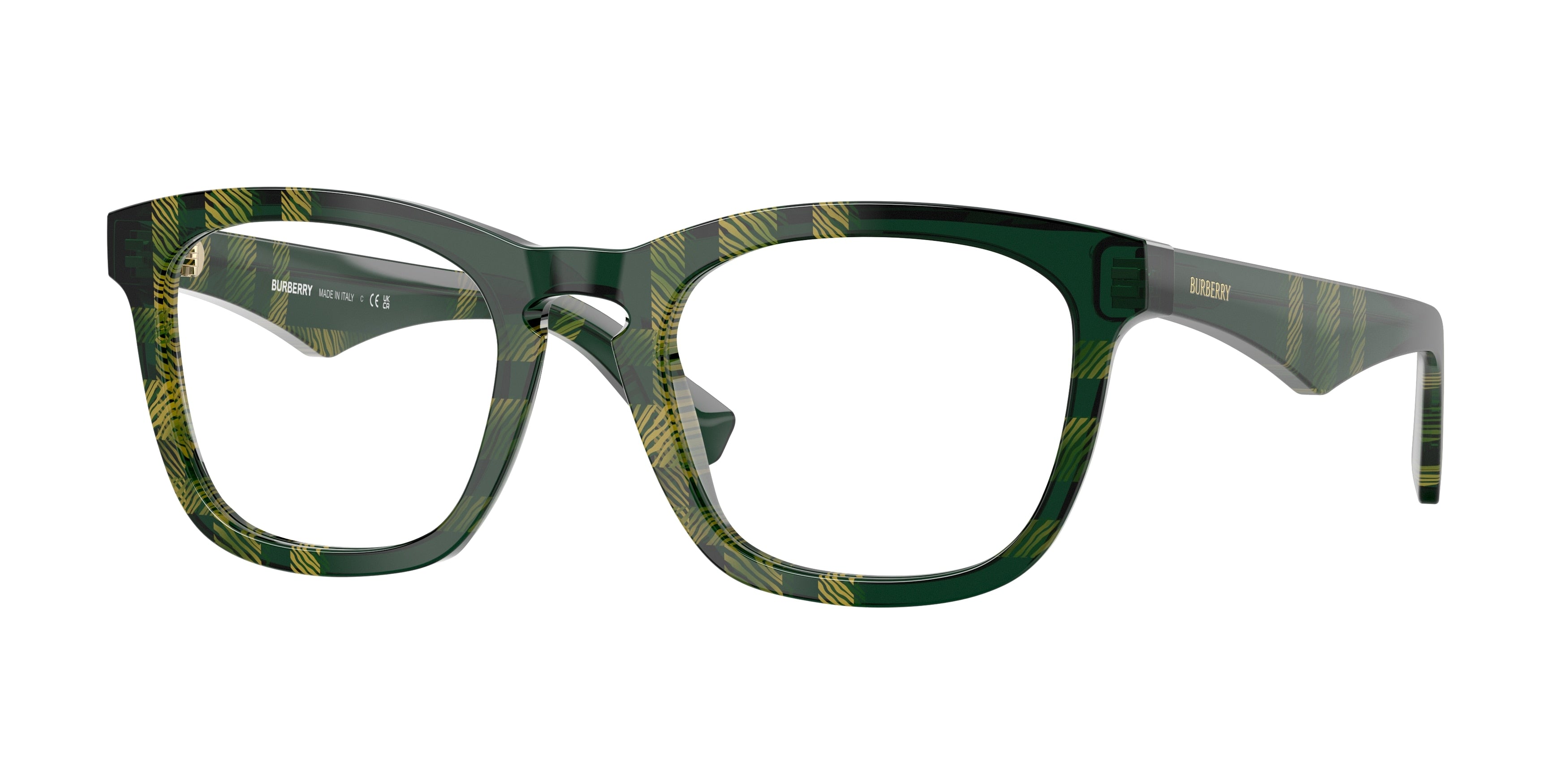 Burberry BE2417 Square Eyeglasses 4125-Check Green 53-145-21 - Color Map Green