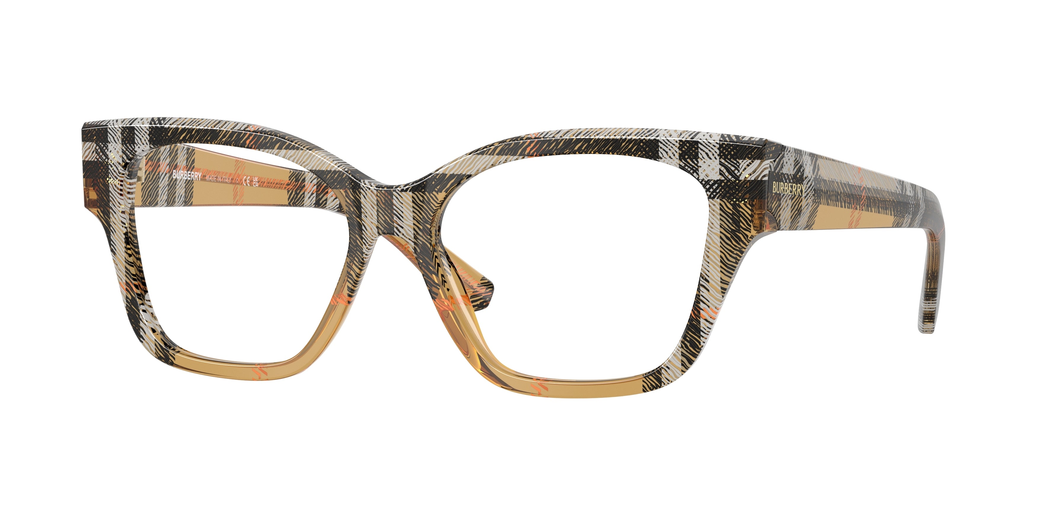 Burberry BE2420F Cat Eye Eyeglasses 4146-Check Sand 52-140-16 - Color Map Brown