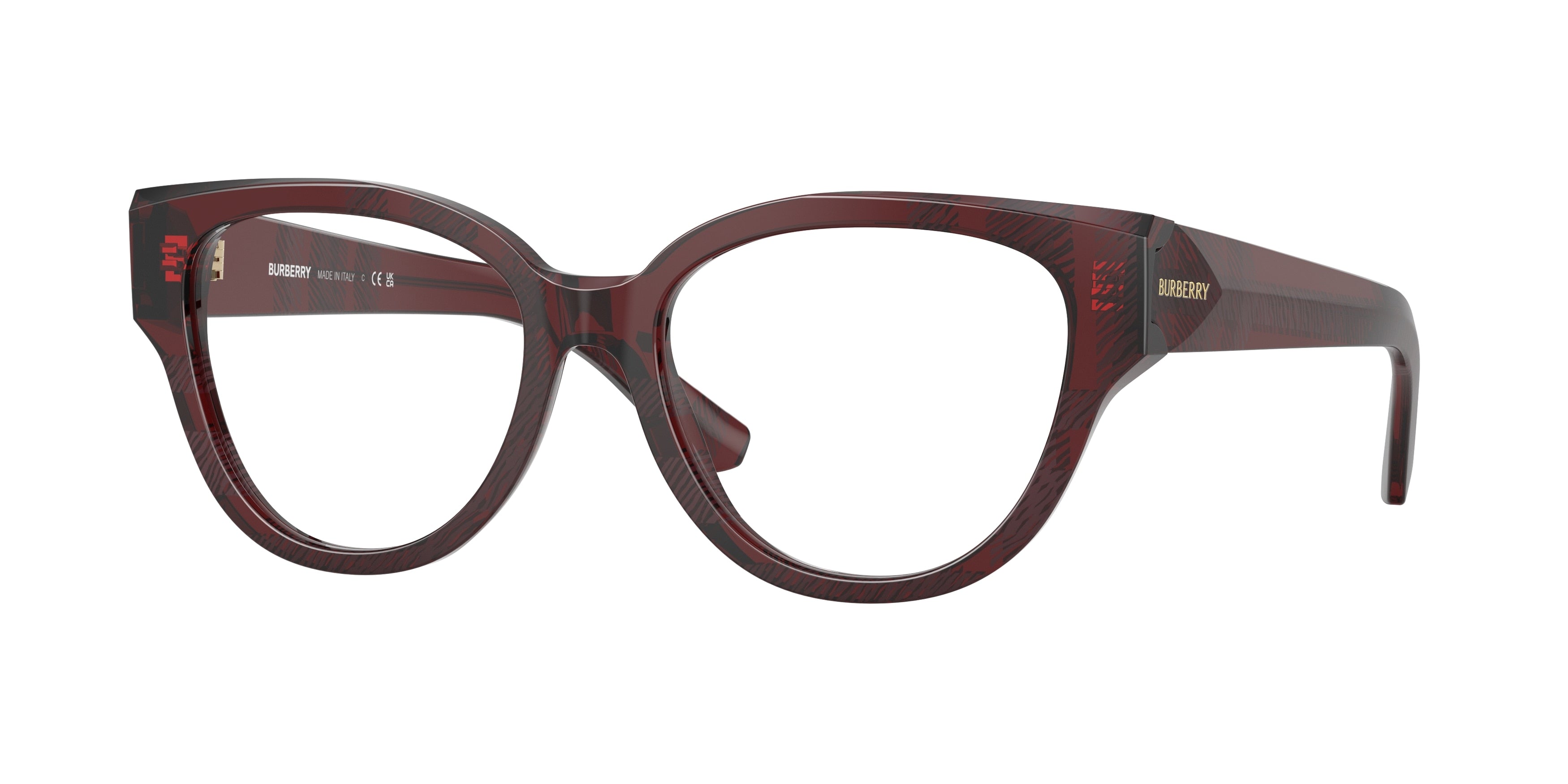 Burberry BE2421F Phantos Eyeglasses 4115-Check Red 53-140-17 - Color Map Red