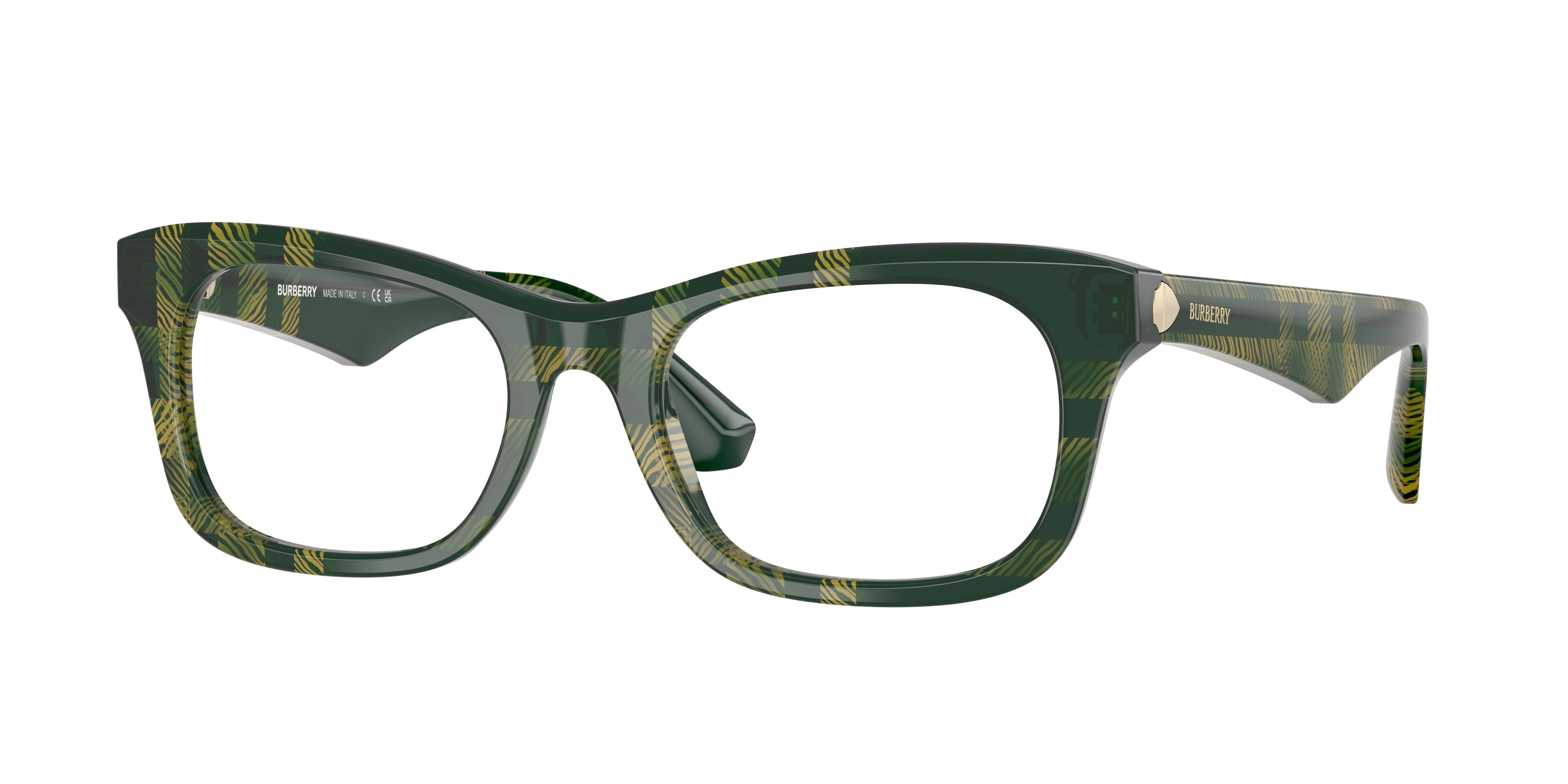 Burberry BE2422F Rectangle Eyeglasses 4125-Check Green 52-145-19 - Color Map Green
