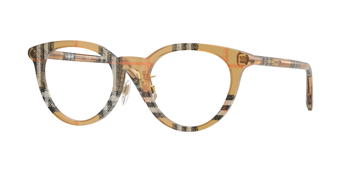 Burberry BE2429F Round Eyeglasses 4163-Check Sand 50-140-20 - Color Map Brown