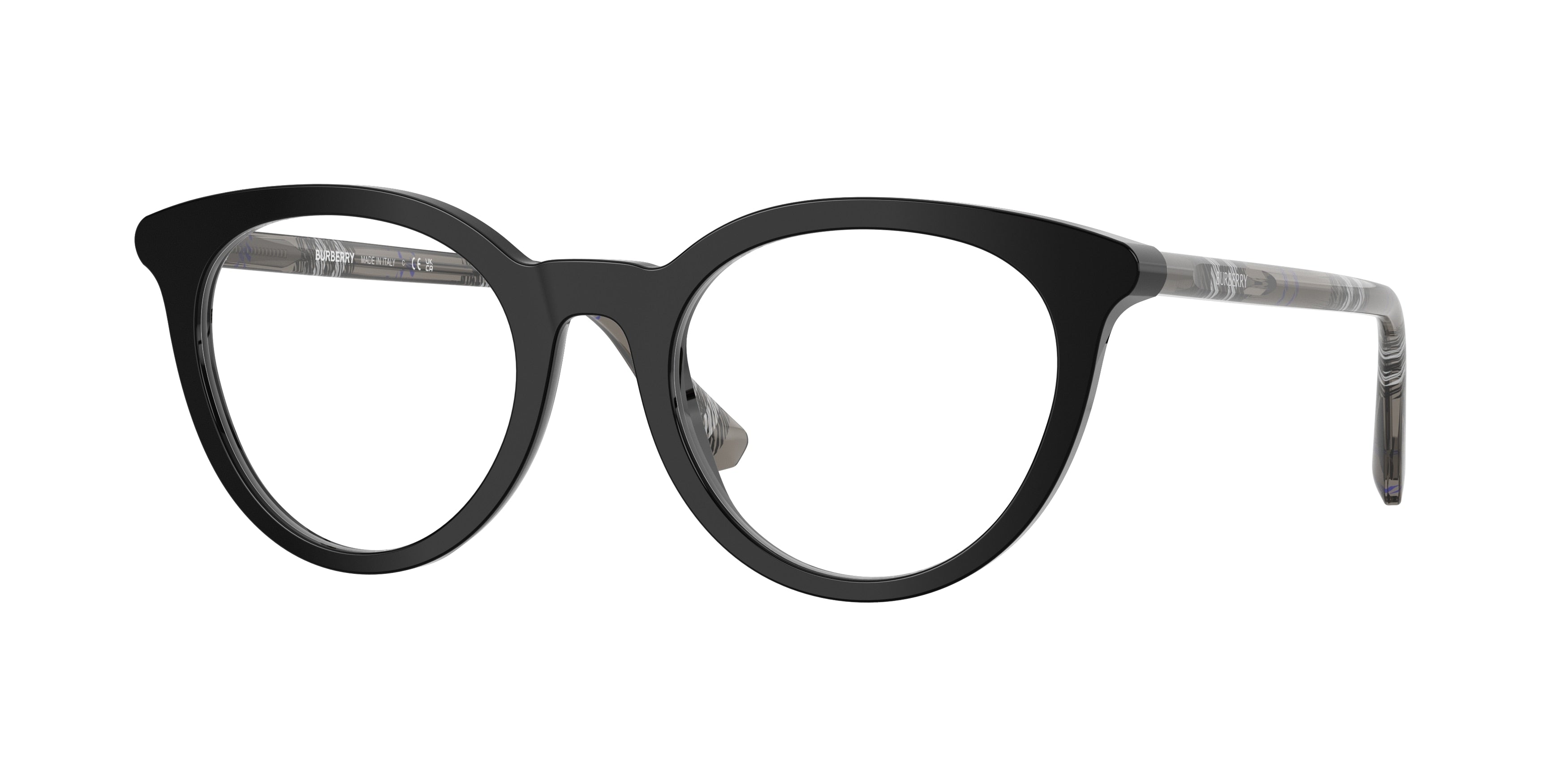 Burberry BE2429 Round Eyeglasses 4165-Black 50-140-20 - Color Map Black
