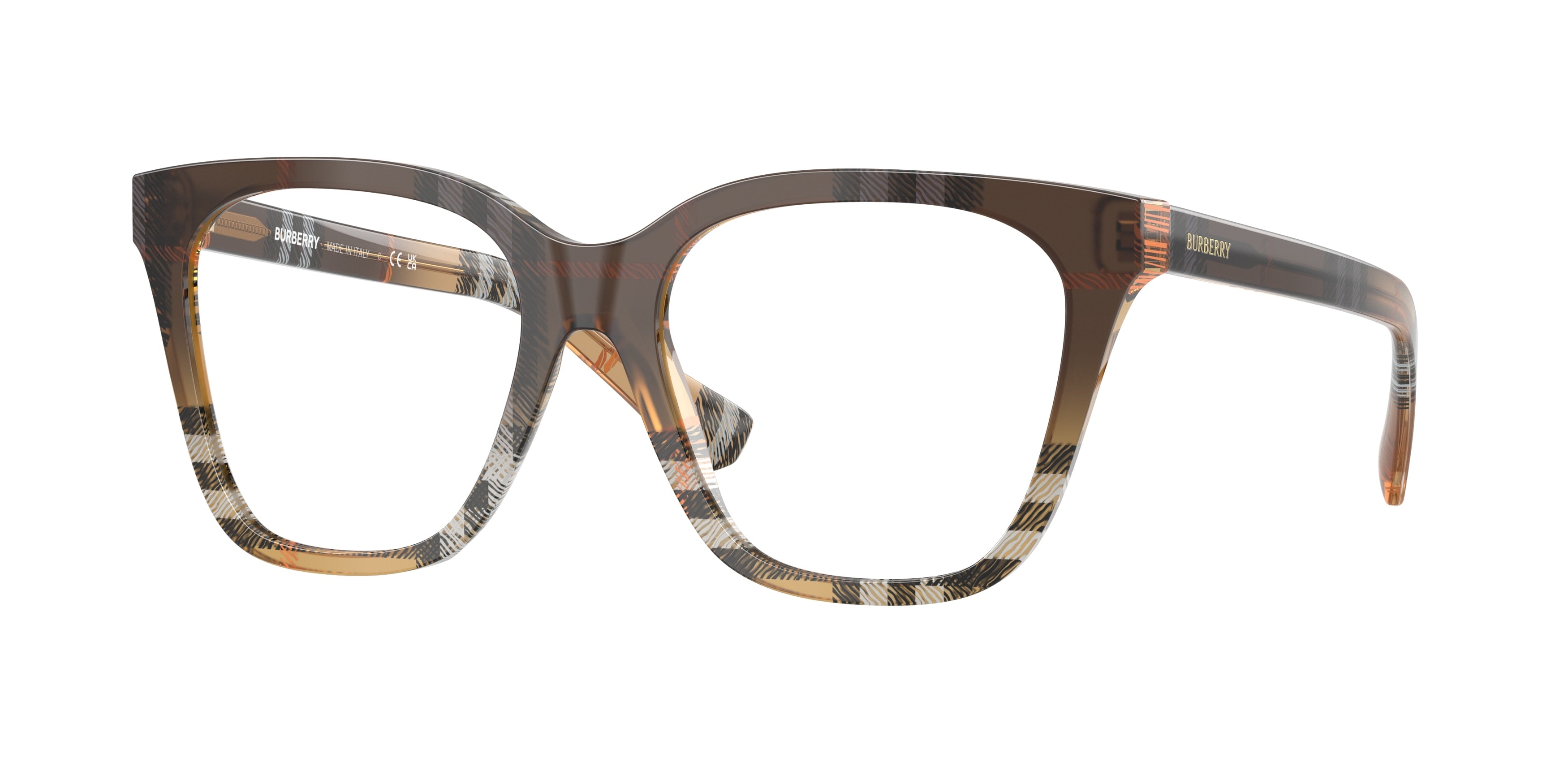 Burberry BE2438 Square Eyeglasses  4202-Check Sand 53-140-17 - Color Map Brown