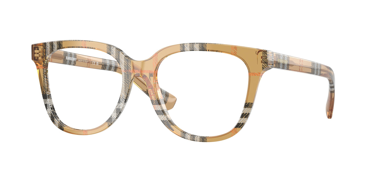 Burberry BE2439F Phantos Eyeglasses 4163-Check Sand 52-140-17 - Color Map Brown