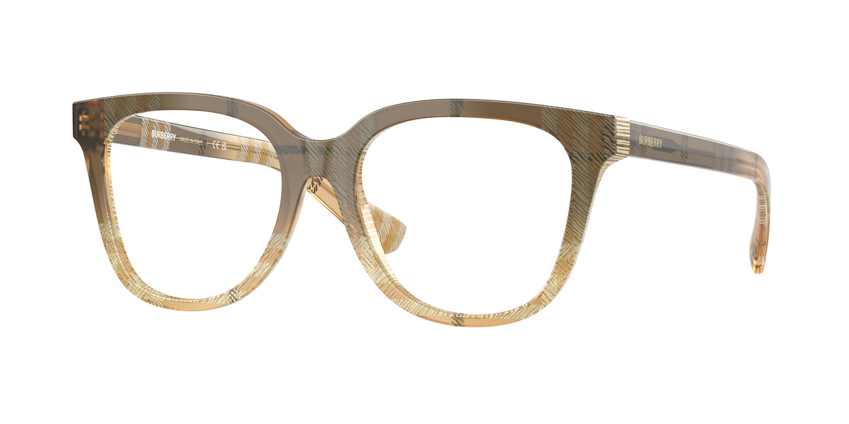 Burberry BE2439F Phantos Eyeglasses 4201-Check Beige 52-140-17 - Color Map Brown