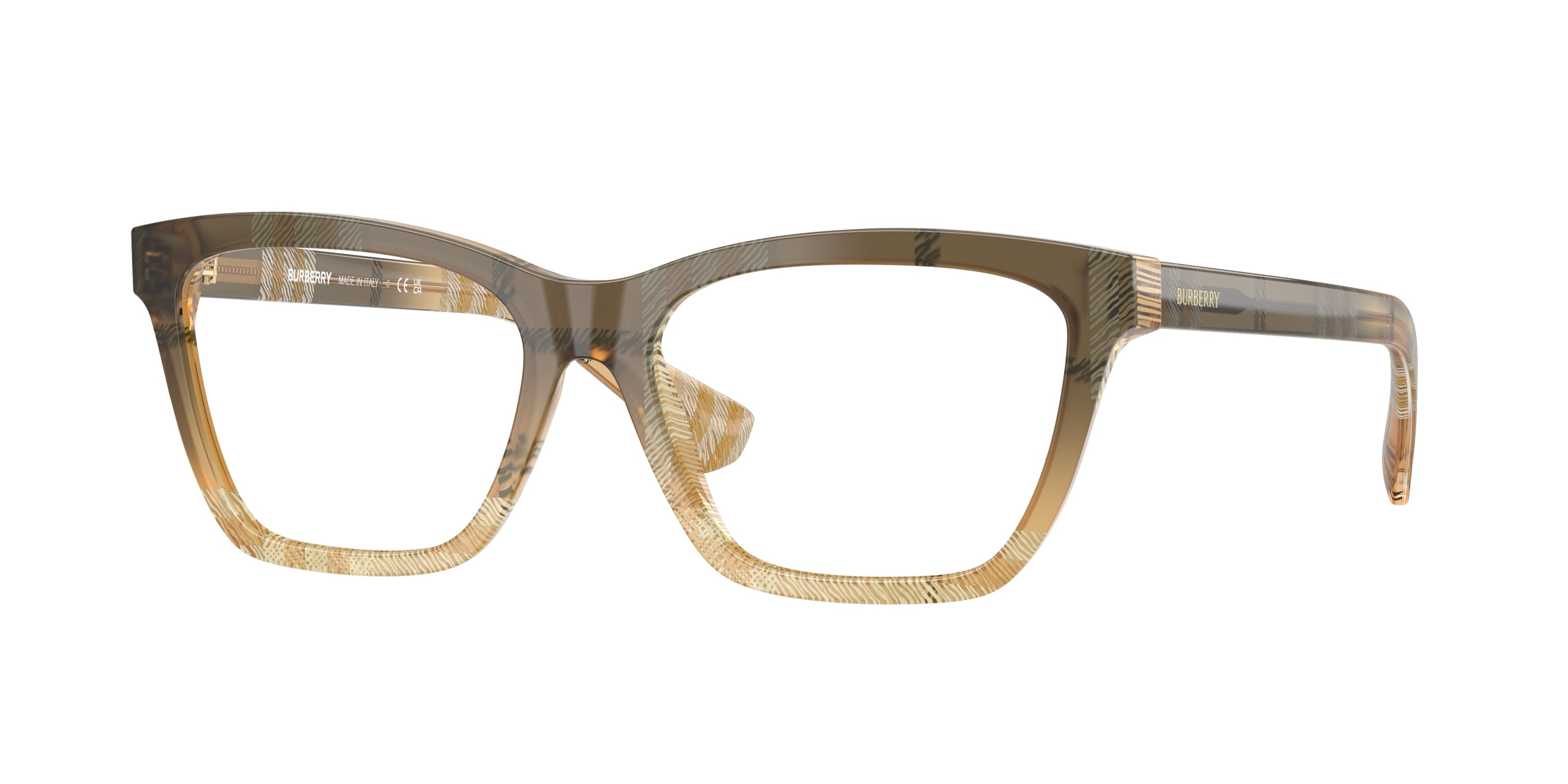 Burberry BE2440F Rectangle Eyeglasses  4201-Check Beige 52-140-16 - Color Map Brown