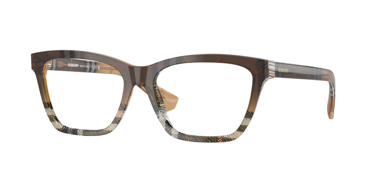 Burberry BE2440F Rectangle Eyeglasses 4202-Check Sand 52-140-16 - Color Map Brown