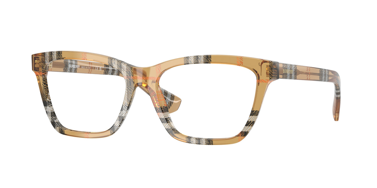 Burberry BE2440 Rectangle Eyeglasses 4163-Check Sand 54-140-16 - Color Map Brown