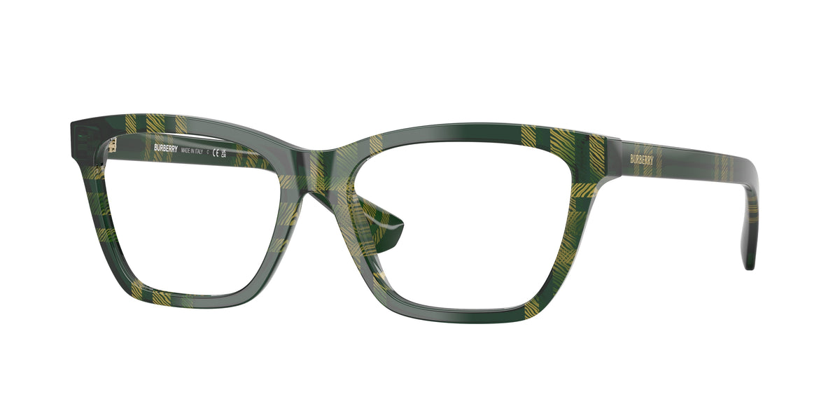 Burberry BE2440 Rectangle Eyeglasses 4169-Check Green 54-140-16 - Color Map Green