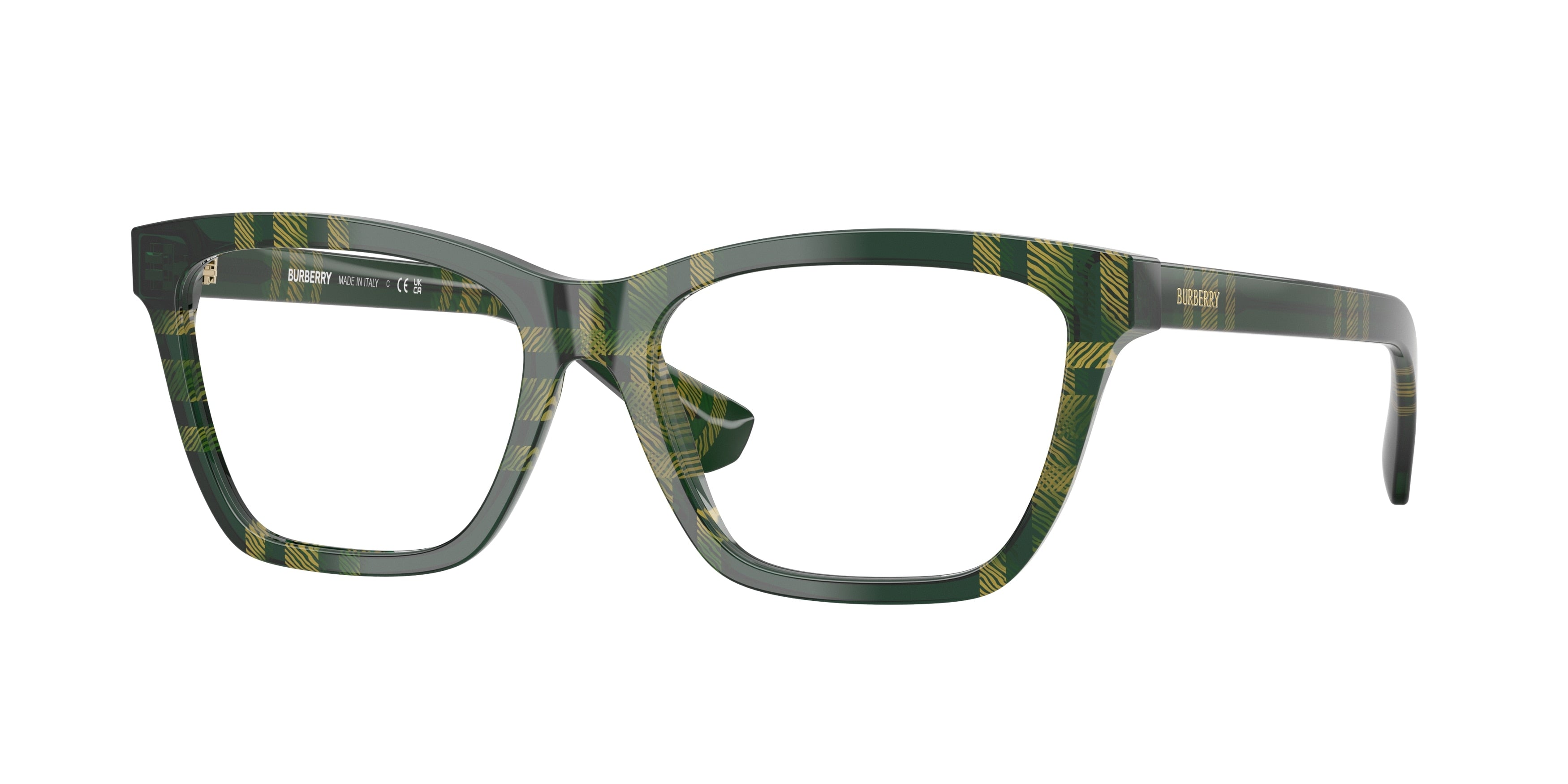 Burberry BE2440 Rectangle Eyeglasses  4169-Check Green 54-140-16 - Color Map Green