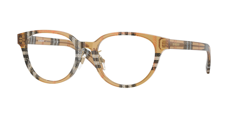 Burberry BE2448D Phantos Eyeglasses 4163-Check Sand 53-140-18 - Color Map Brown