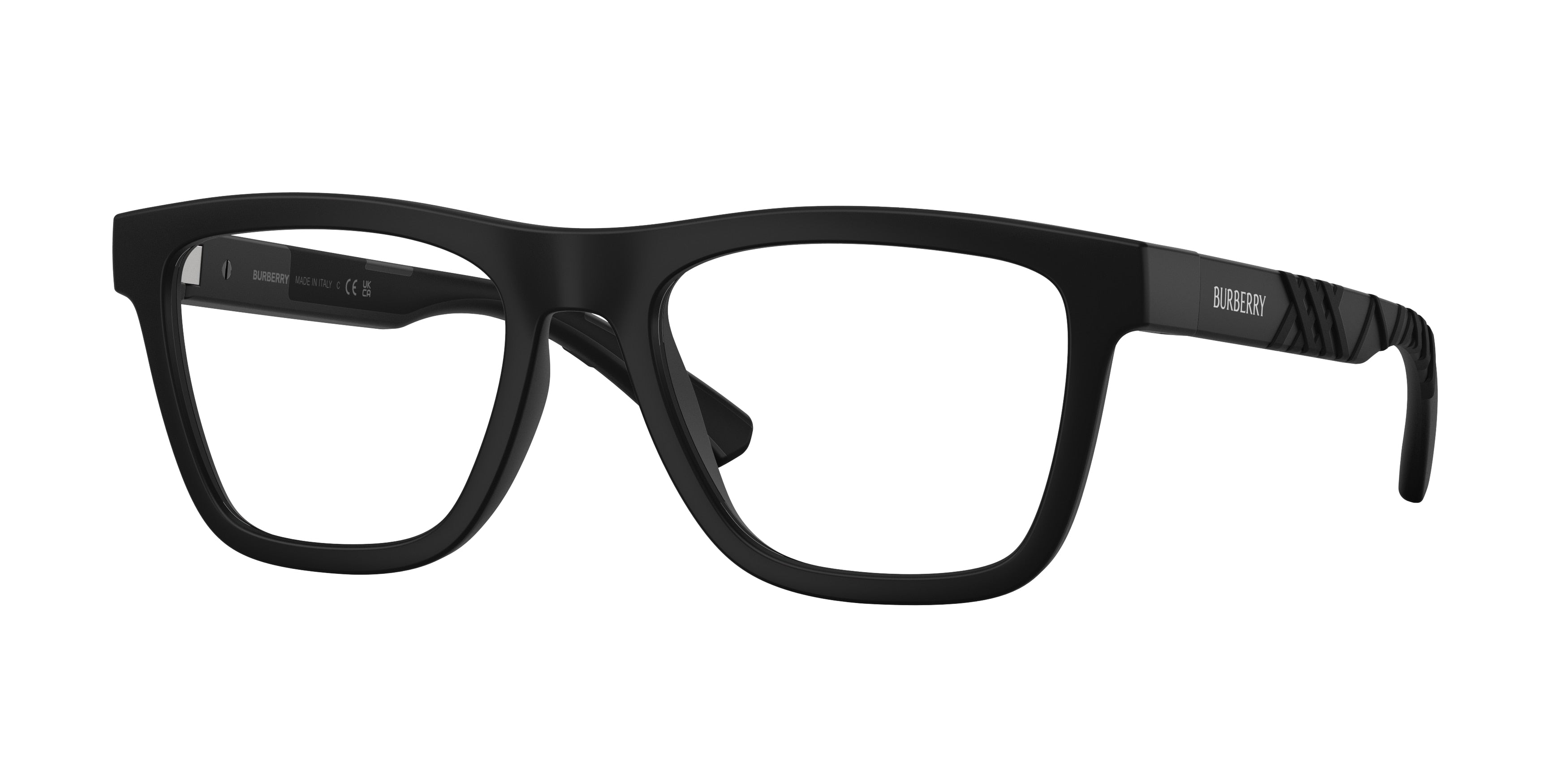 Burberry BE2452U Rectangle Eyeglasses 3464-Matte Black 53-145-19 - Color Map Black