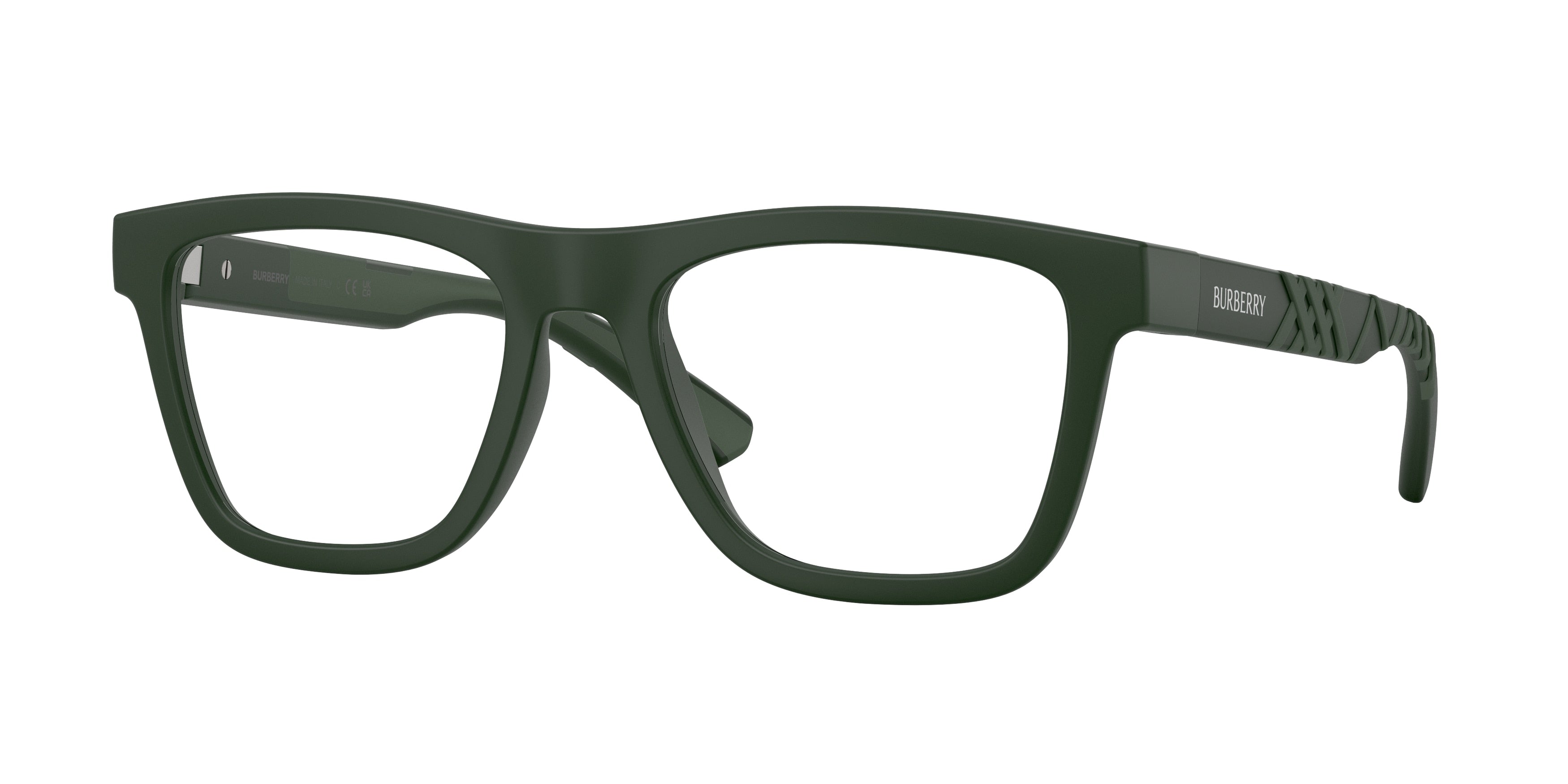 Burberry BE2452U Rectangle Eyeglasses 4232-Matte Green 53-145-19 - Color Map Green