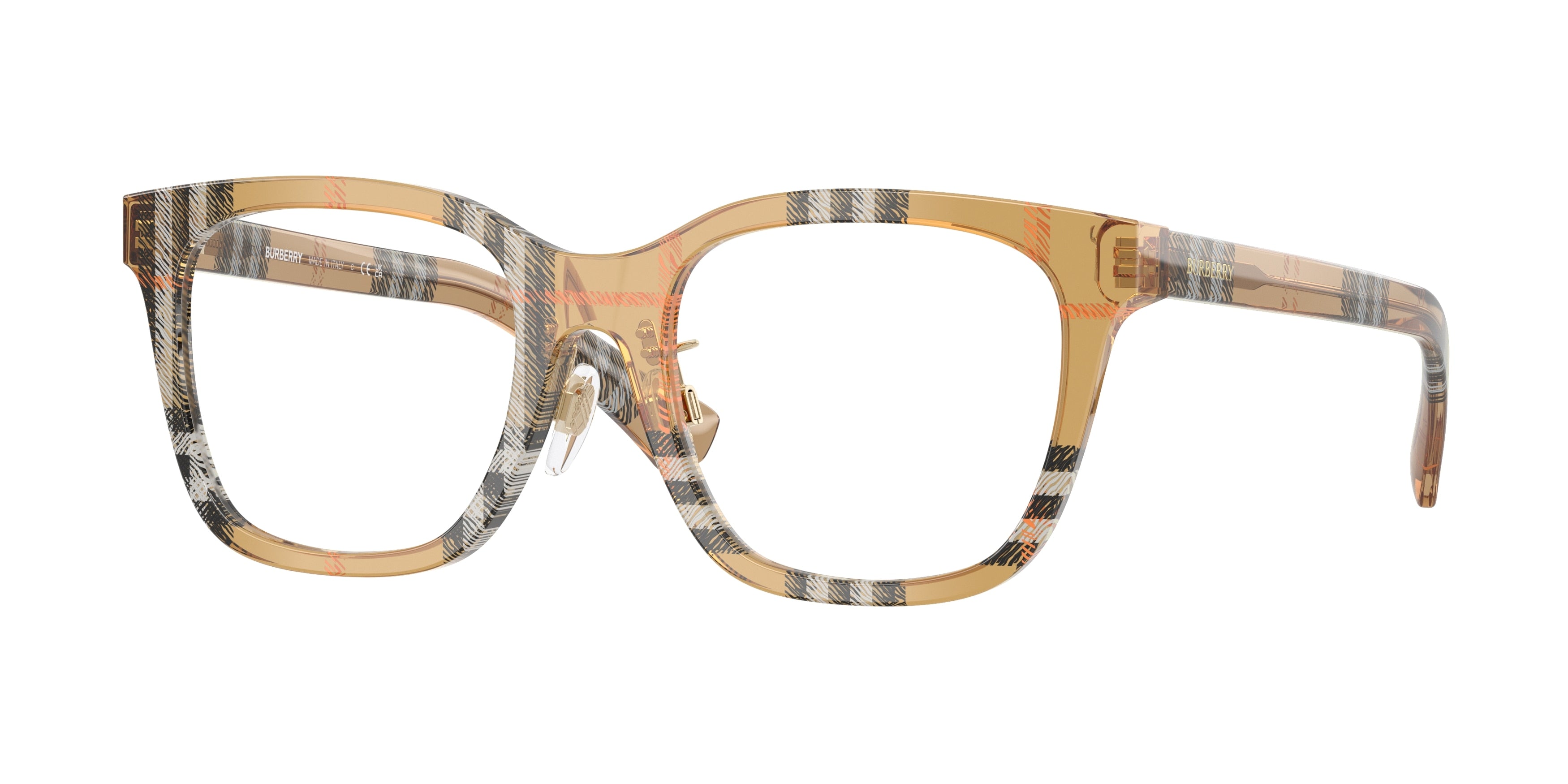 Burberry BE2455F Square Eyeglasses 4163-Check Sand 52-140-19 - Color Map Brown