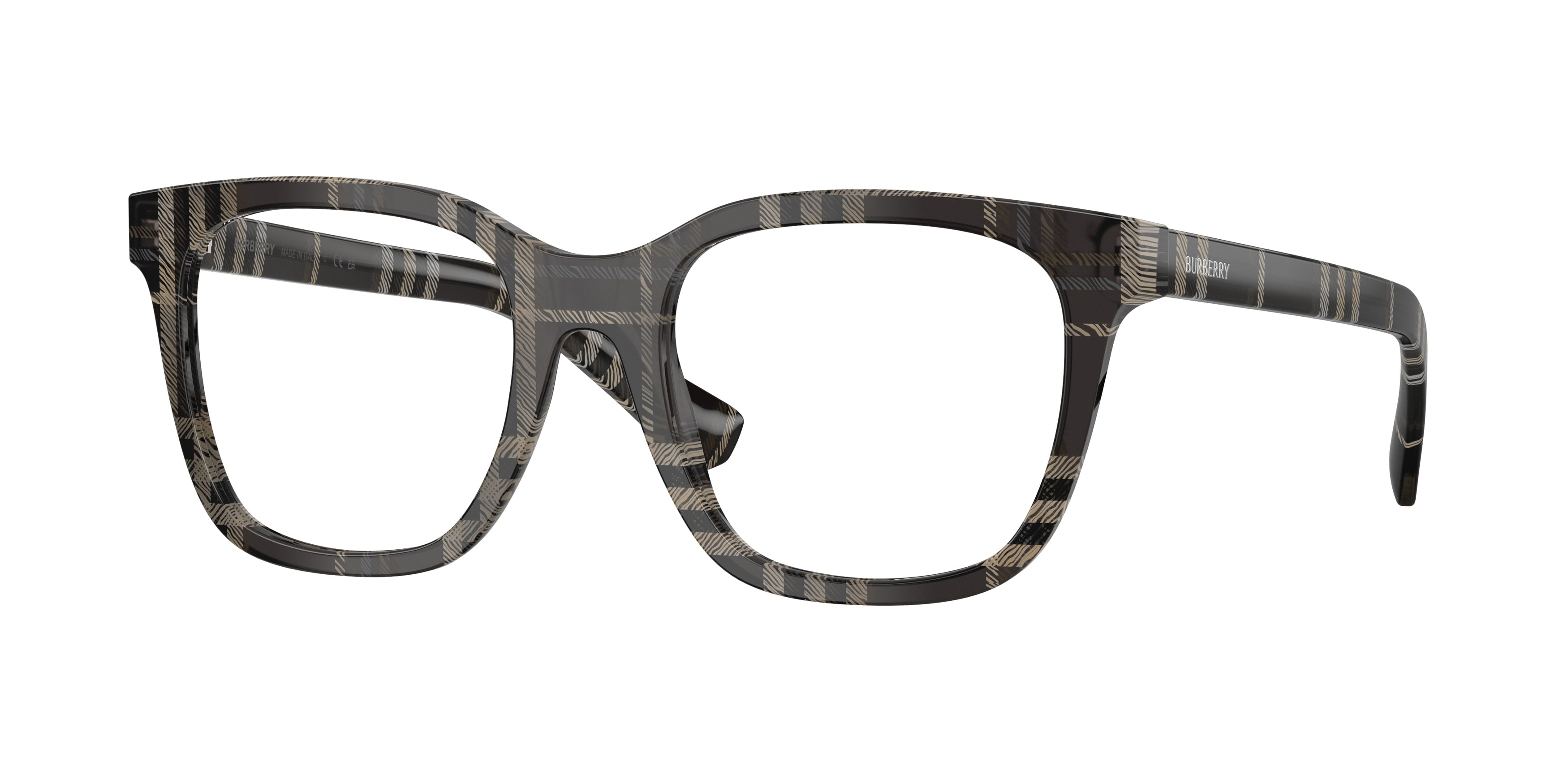 Burberry BE2455 Square Eyeglasses 4199-Check Grey 52-140-19 - Color Map Grey