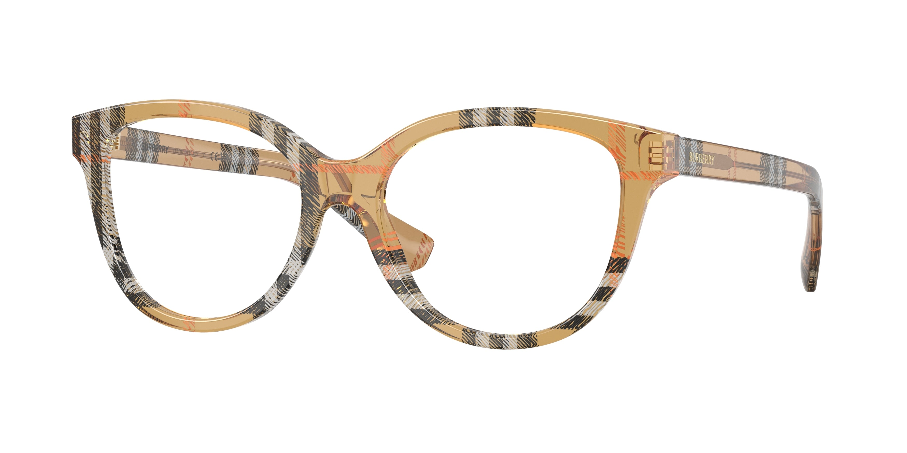 Burberry BE2456 Cat Eye Eyeglasses 4163-Check Sand 54-140-17 - Color Map Brown