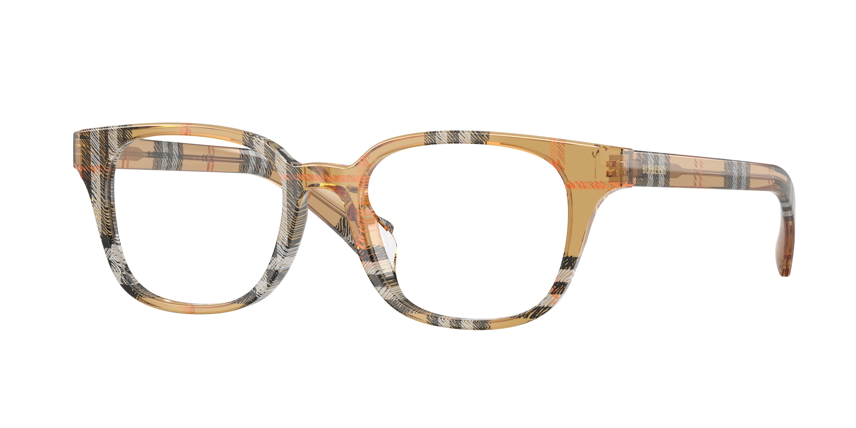 Burberry BE2462D Square Eyeglasses 4163-Check Sand 50-140-18 - Color Map Brown