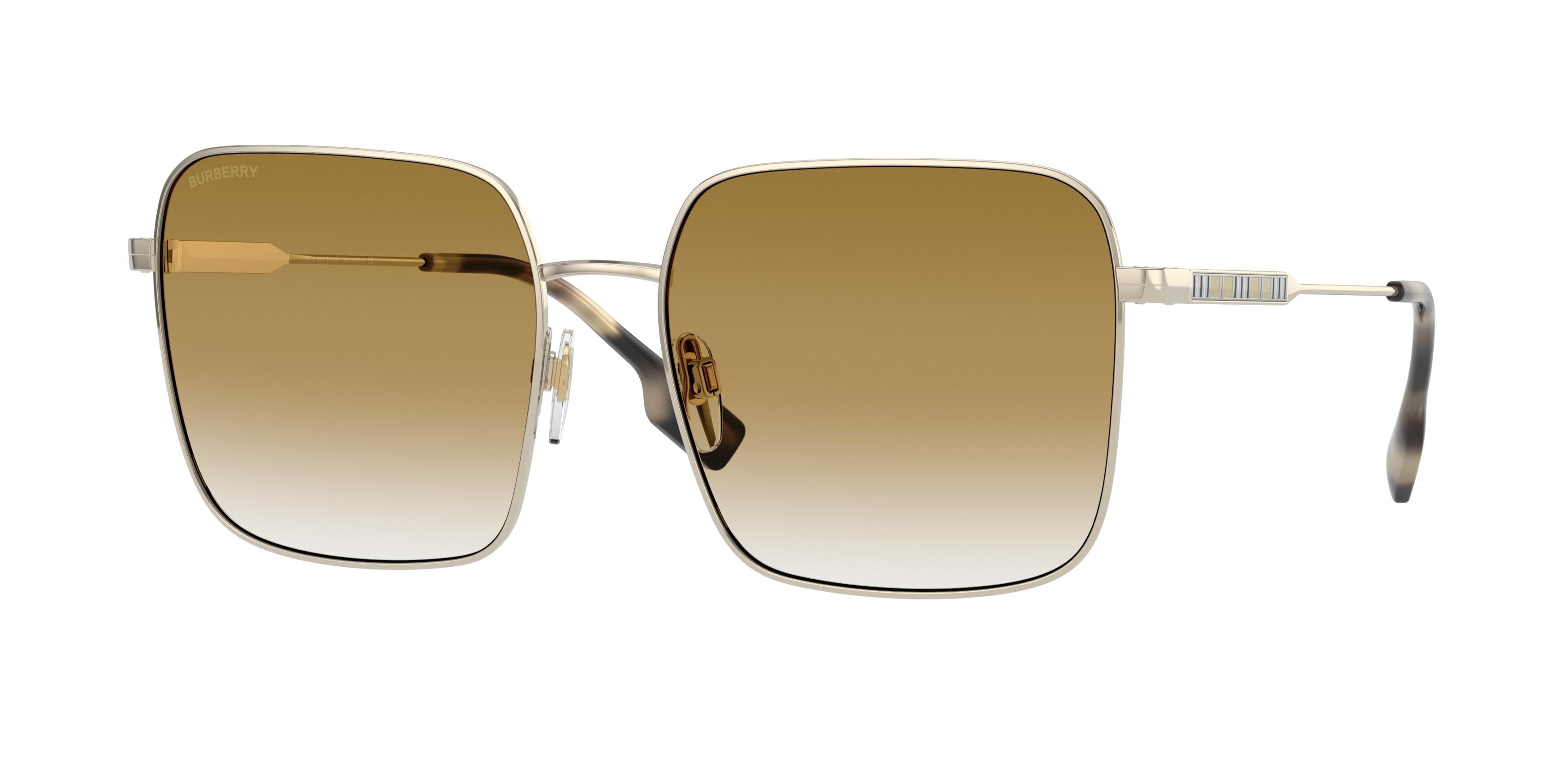 Burberry JUDE BE3119 Square Sunglasses 131313-Light Gold 58-140-17 - Color Map Gold
