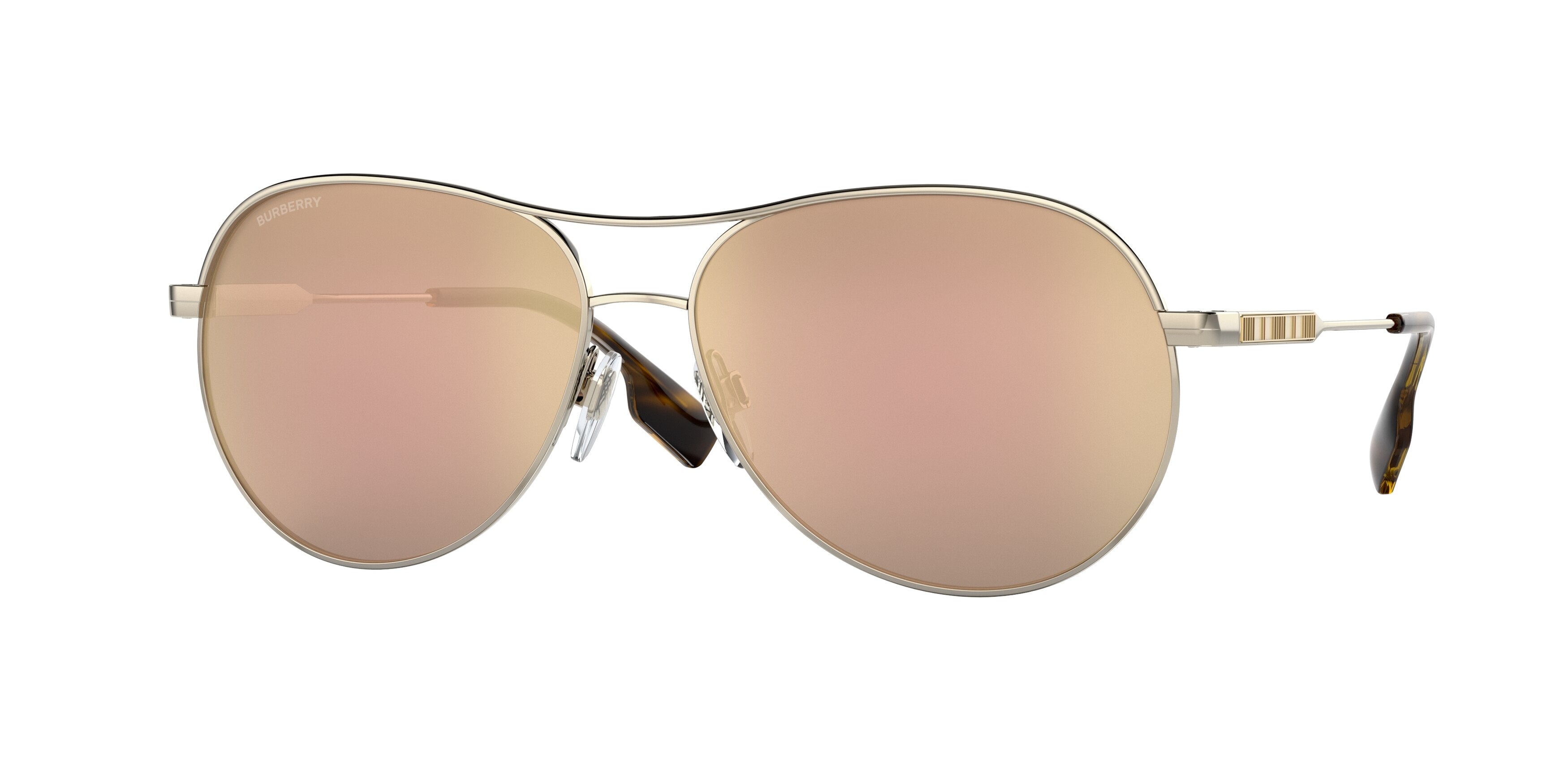 Burberry TARA BE3122 Pilot Sunglasses 11097J-Light Gold 59-140-14 - Color Map Gold