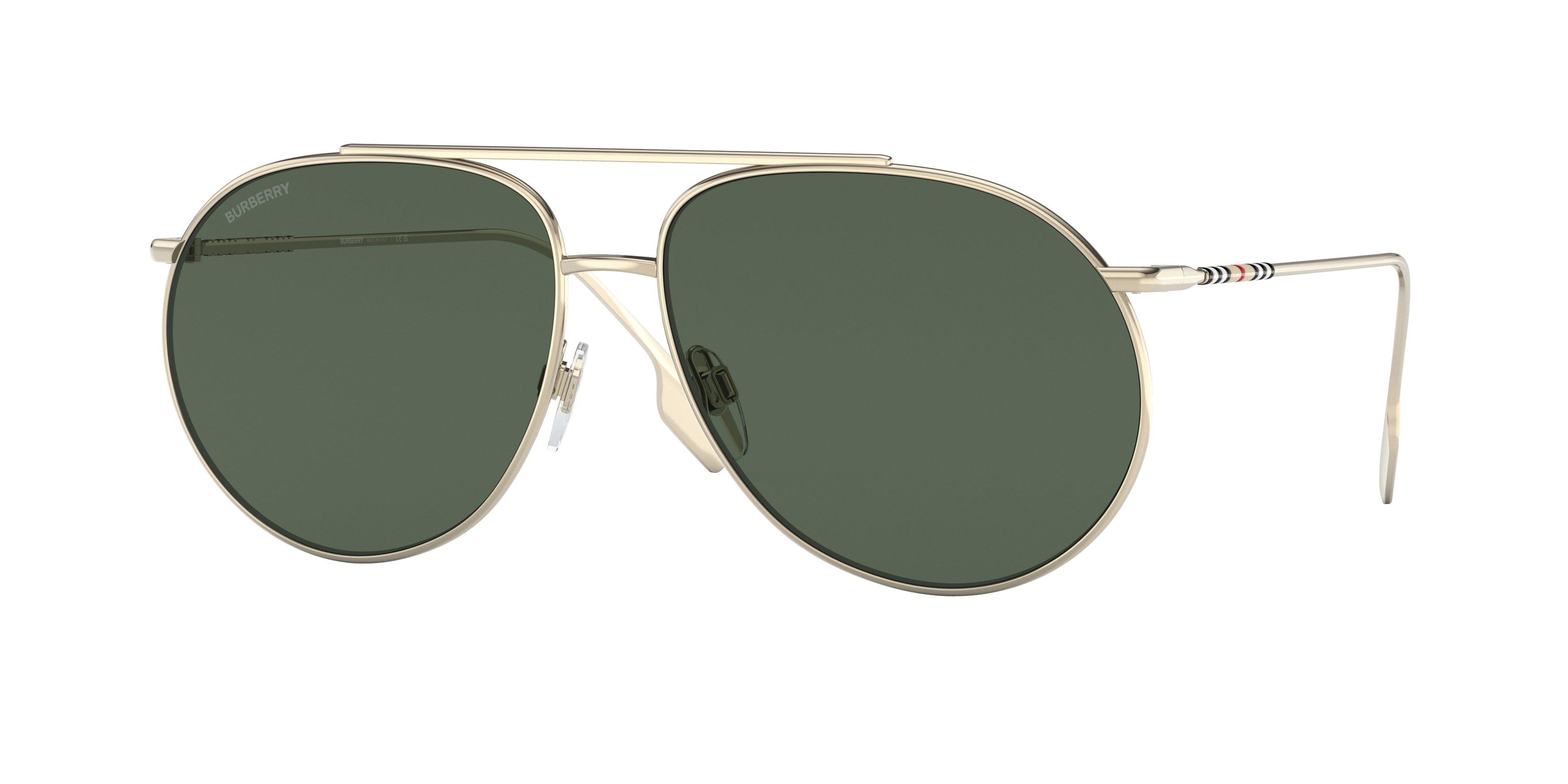 Burberry ALICE BE3138 Pilot Sunglasses 110971-Light Gold 61-140-14 - Color Map Gold
