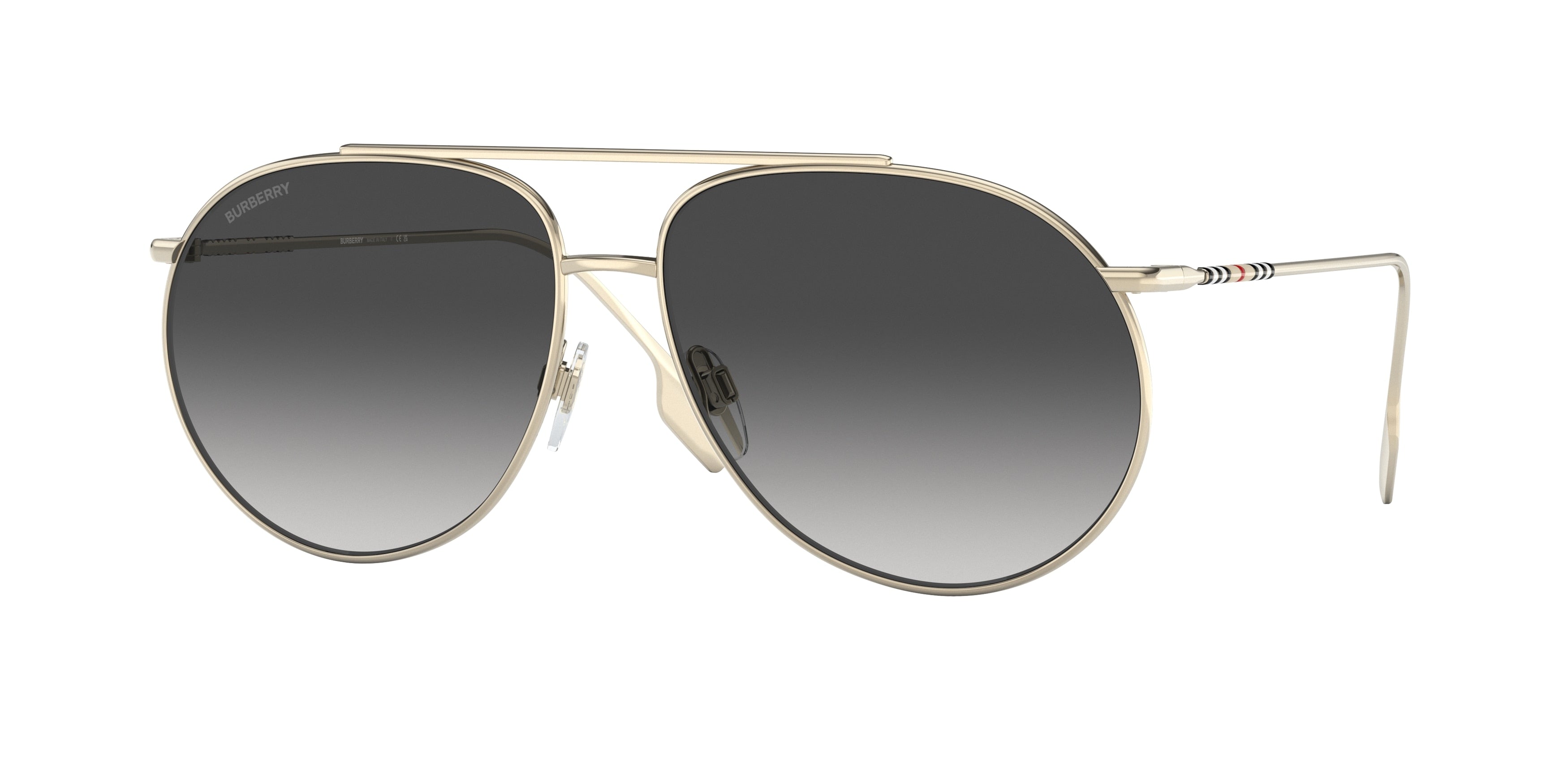 Burberry ALICE BE3138 Pilot Sunglasses 11098G-Light Gold 61-140-14 - Color Map Gold