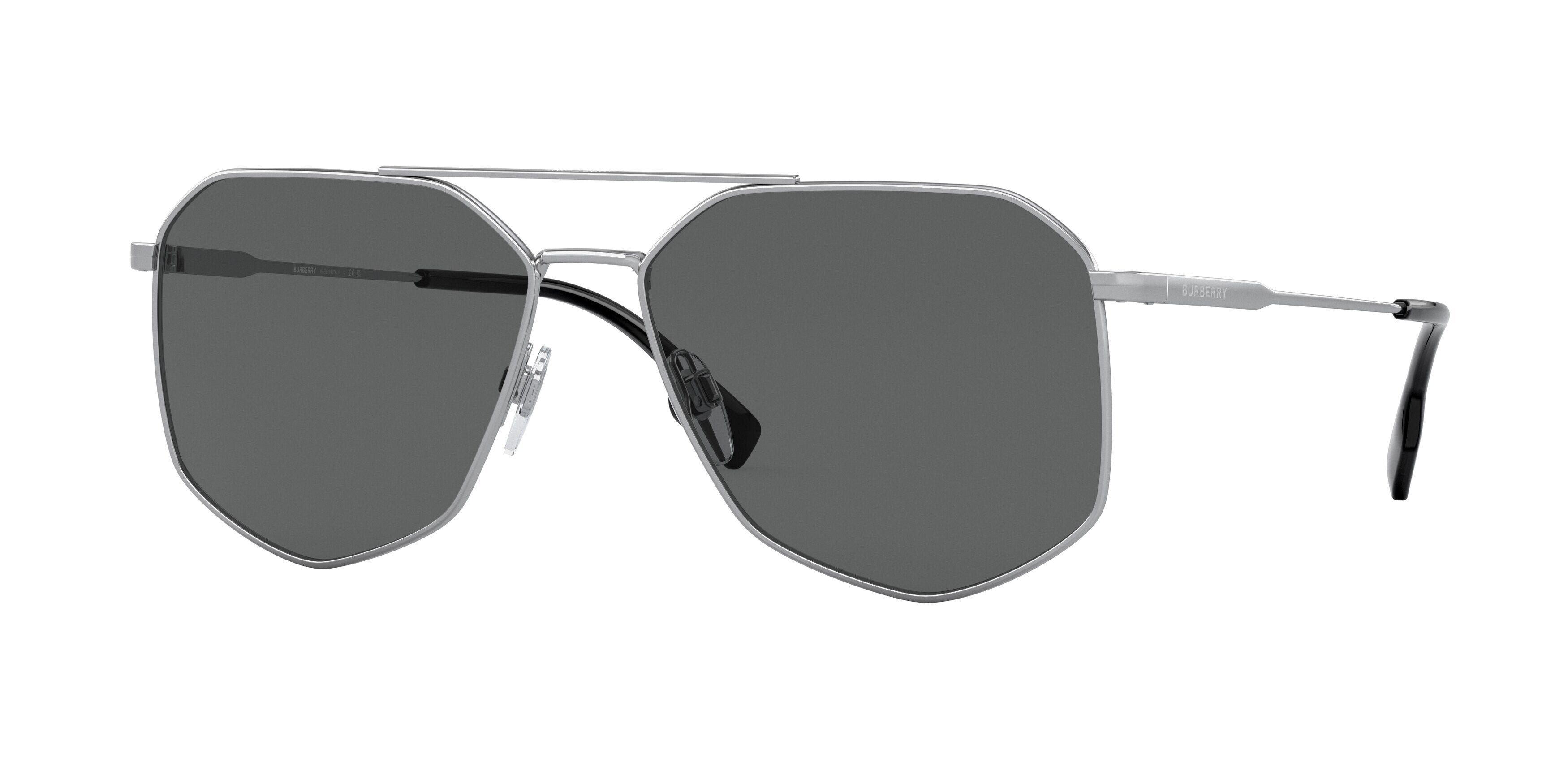 Burberry OZWALD BE3139 Irregular Sunglasses 100587-Silver 58-150-15 - Color Map Silver