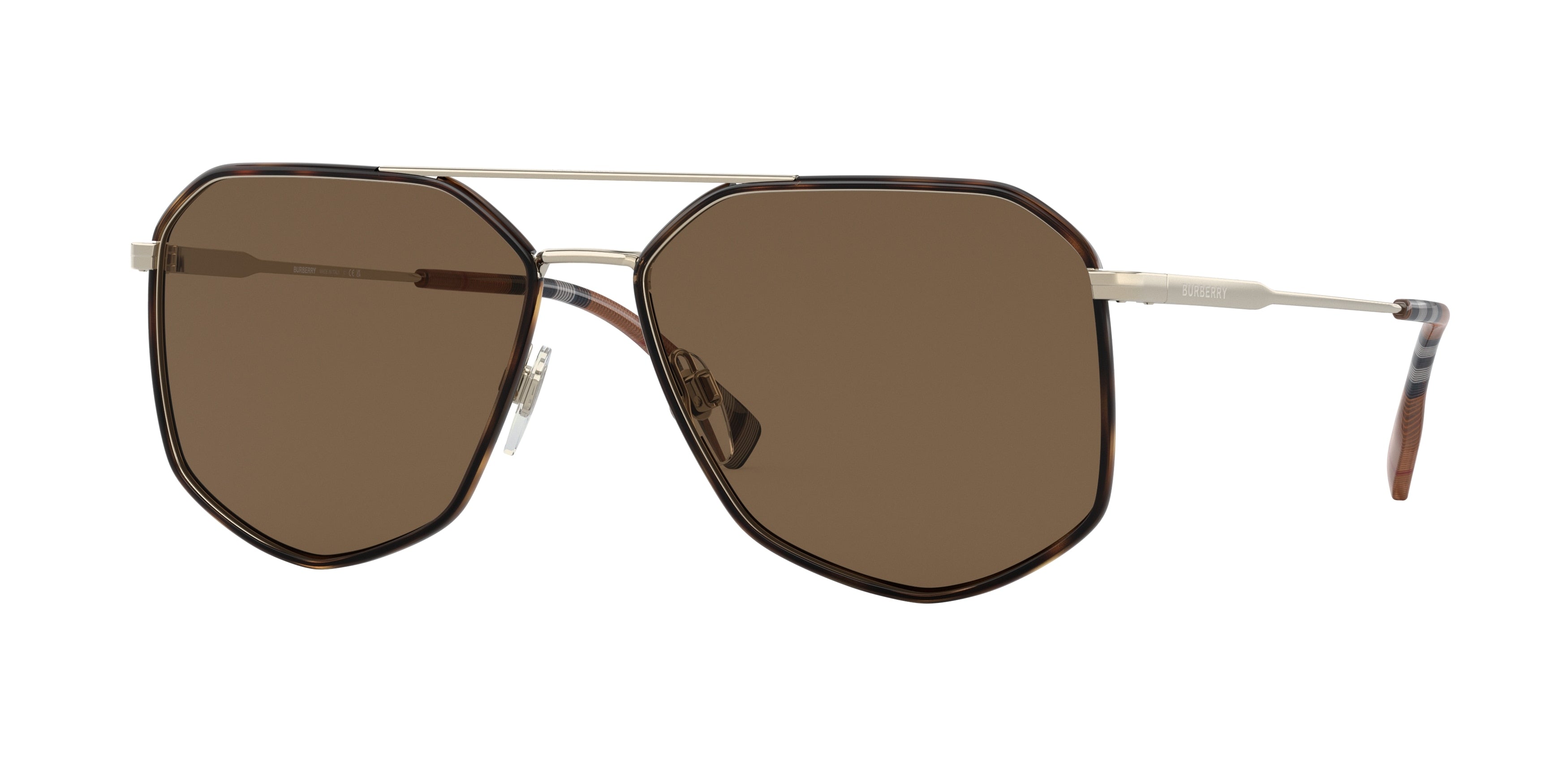 Burberry OZWALD BE3139 Irregular Sunglasses 110973-Light Gold/Dark Havana 58-150-15 - Color Map Gold