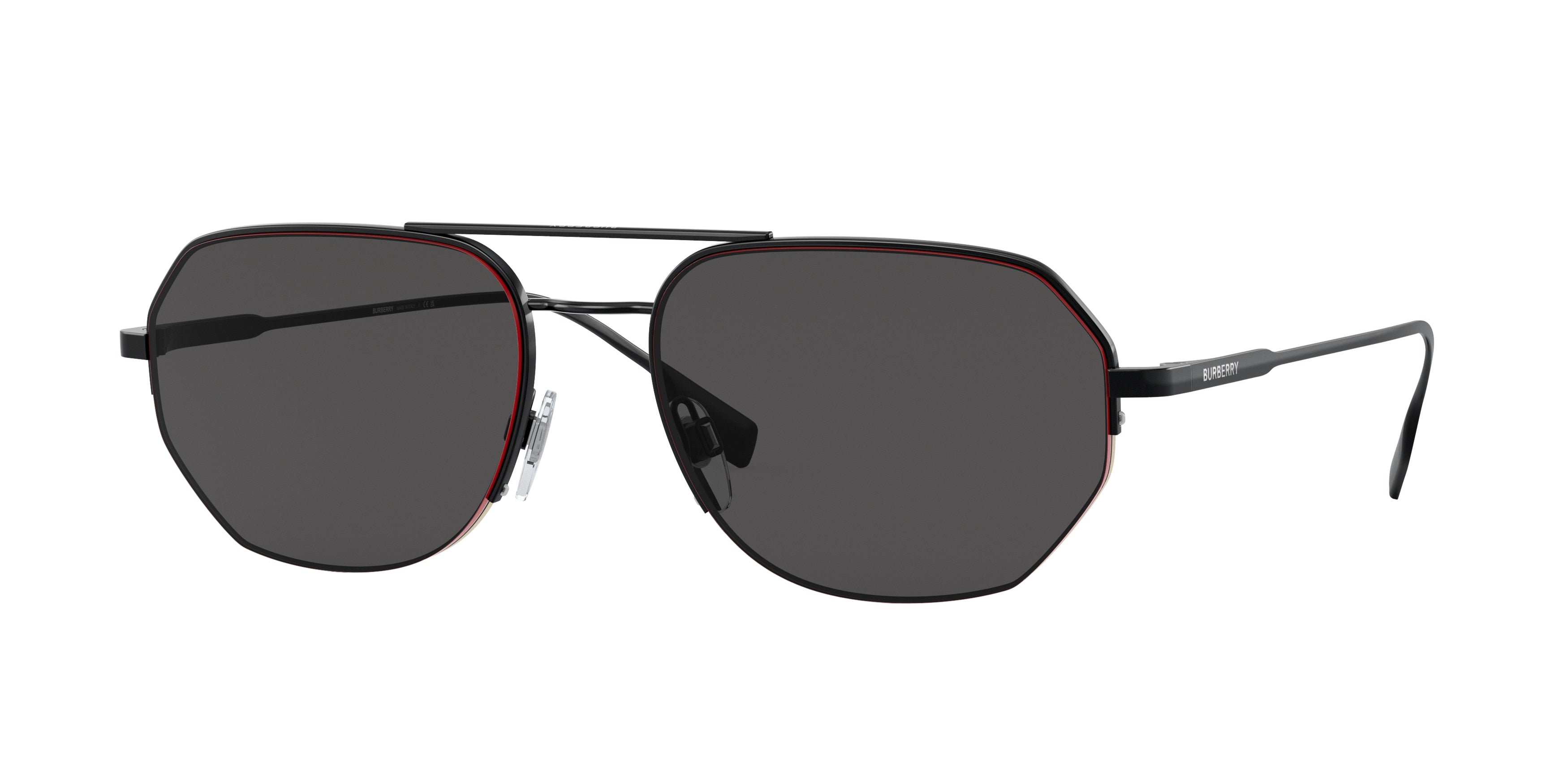 Burberry HENRY BE3140 Irregular Sunglasses 100187-Nero 57-145-18 - Color Map Black