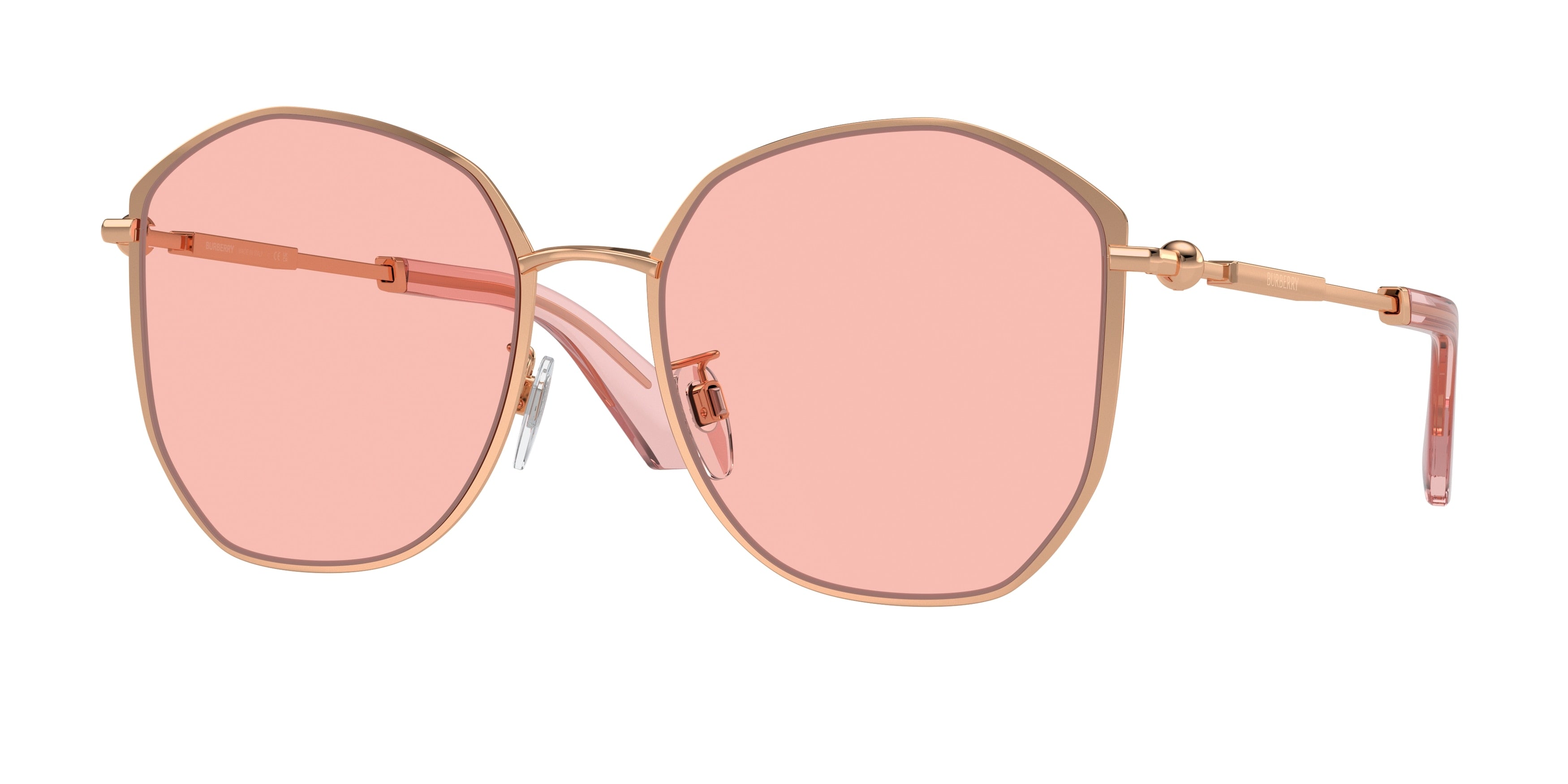 Burberry BE3153D Irregular Sunglasses 1337/5-Pink Gold 57-145-19 - Color Map Pink