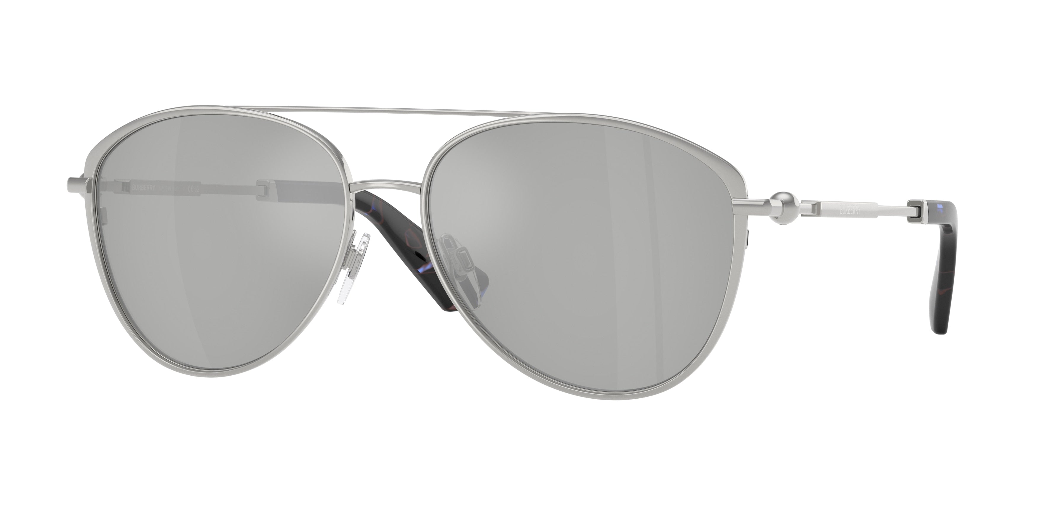 Burberry BE3157 Pilot Sunglasses 10058V-Silver 59-145-16 - Color Map Silver