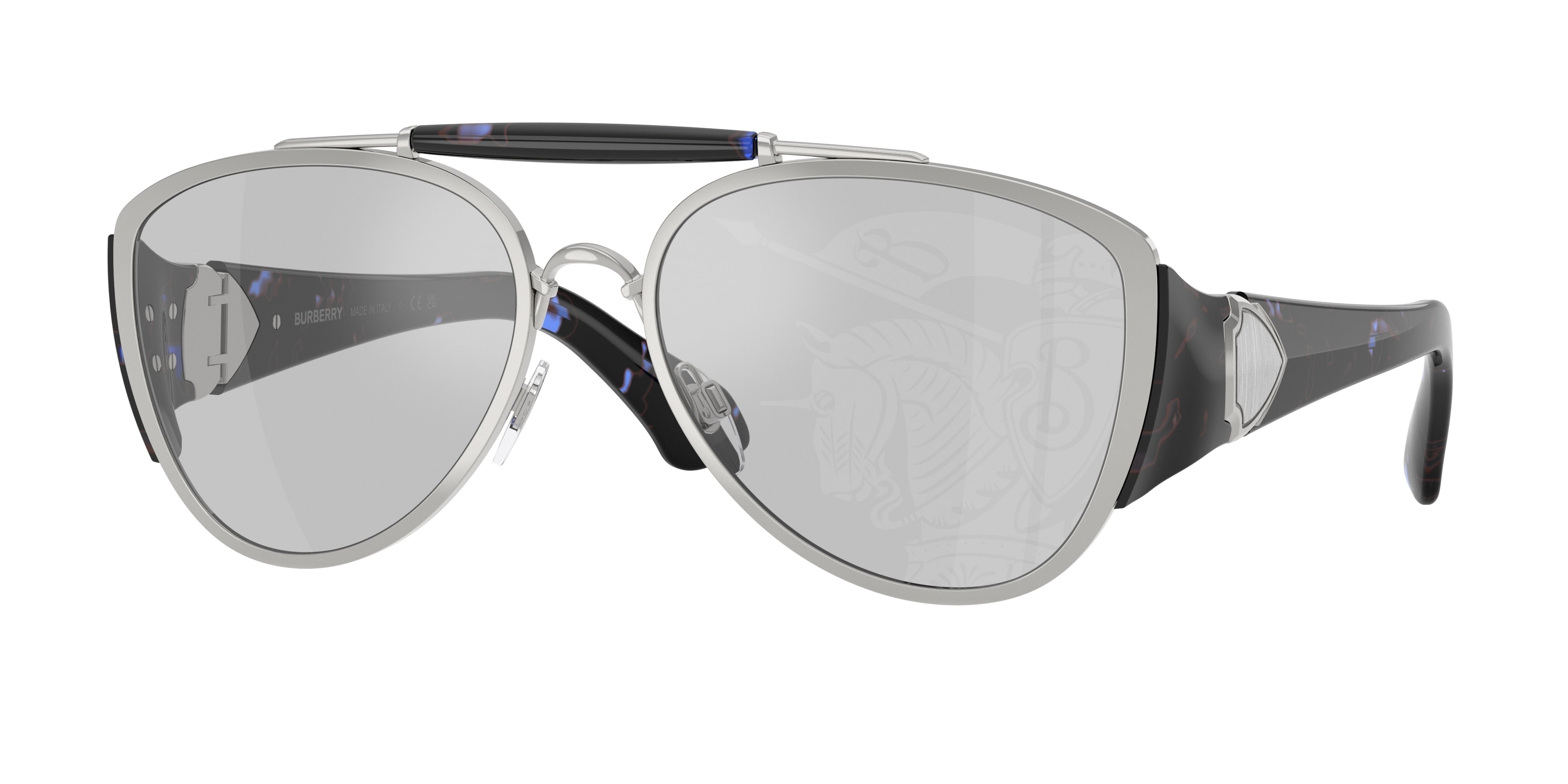 Burberry BE3161 Pilot Sunglasses 100569-Silver 60-130-18 - Color Map Silver