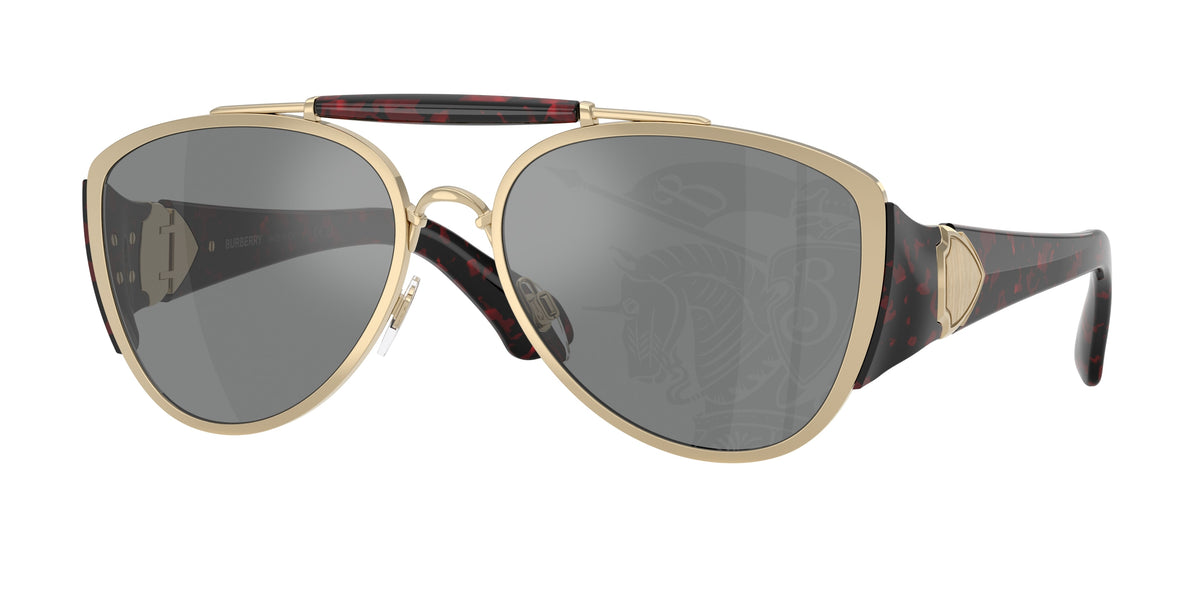 Burberry BE3161 Pilot Sunglasses 1109AI-Light Gold 60-130-18 - Color Map Gold