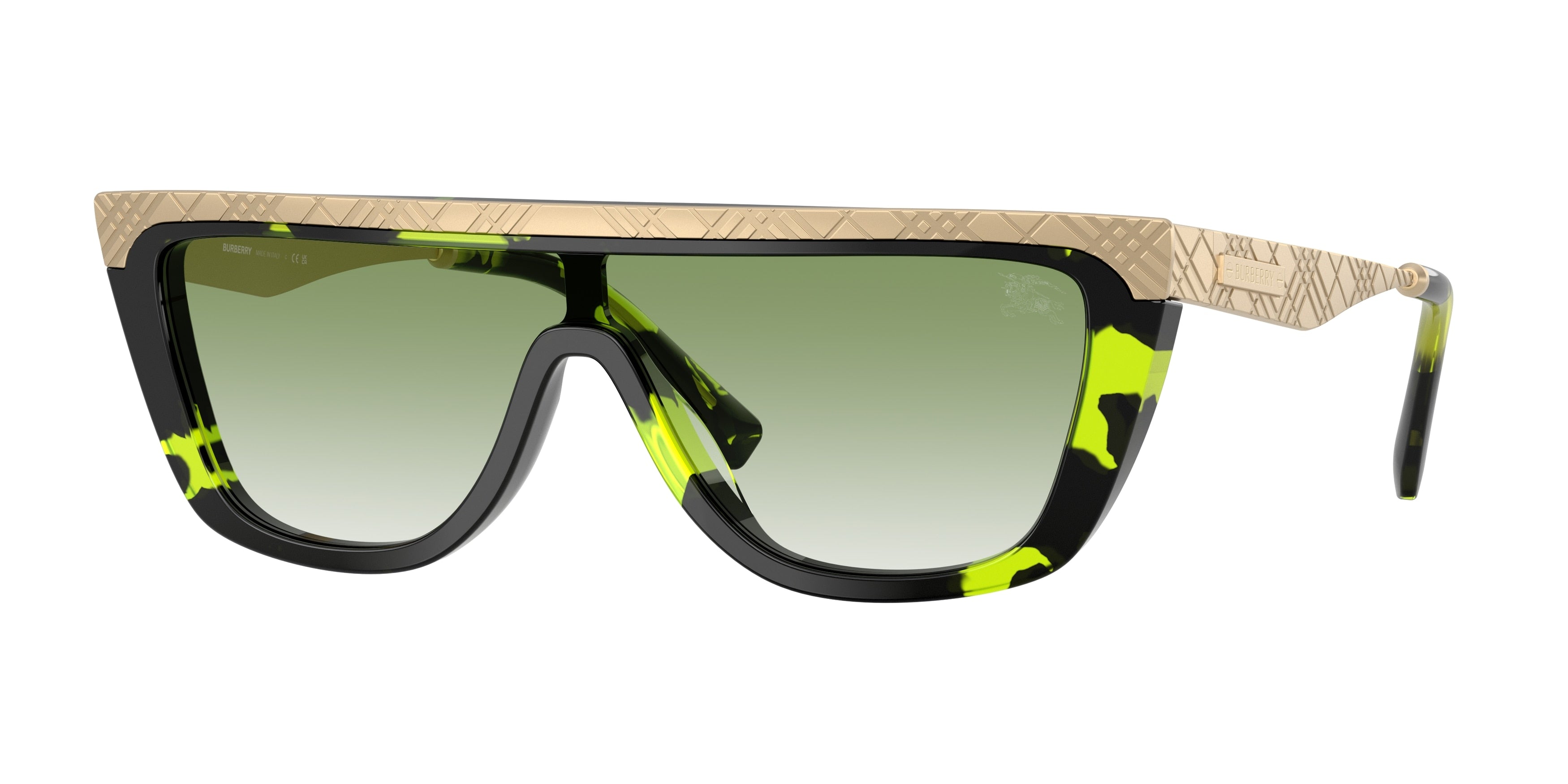 Burberry BE3174 Rectangle Sunglasses 13598E-Green Havana 0-145-129 - Color Map Green