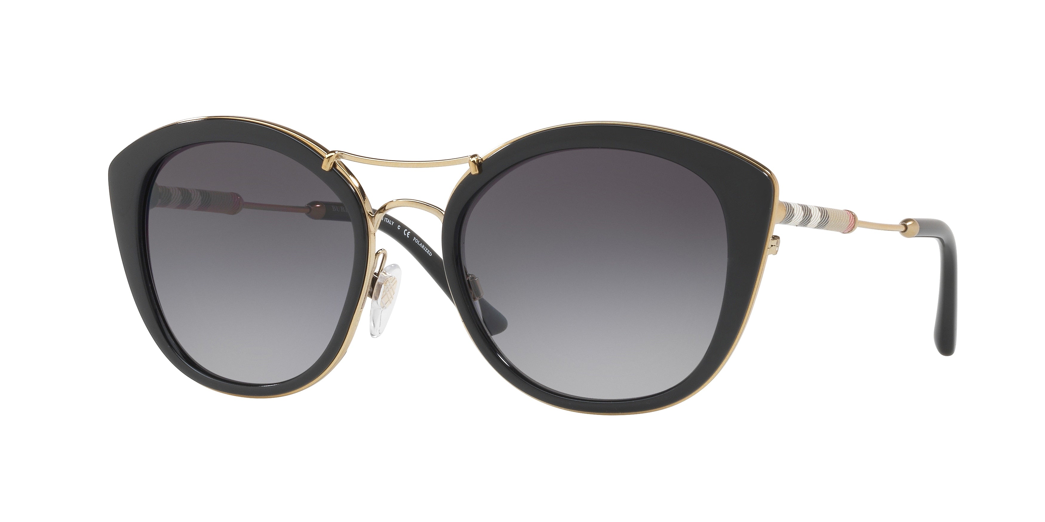 Burberry BE4251Q Round Sunglasses 3001T3-Black 53-140-20 - Color Map Black