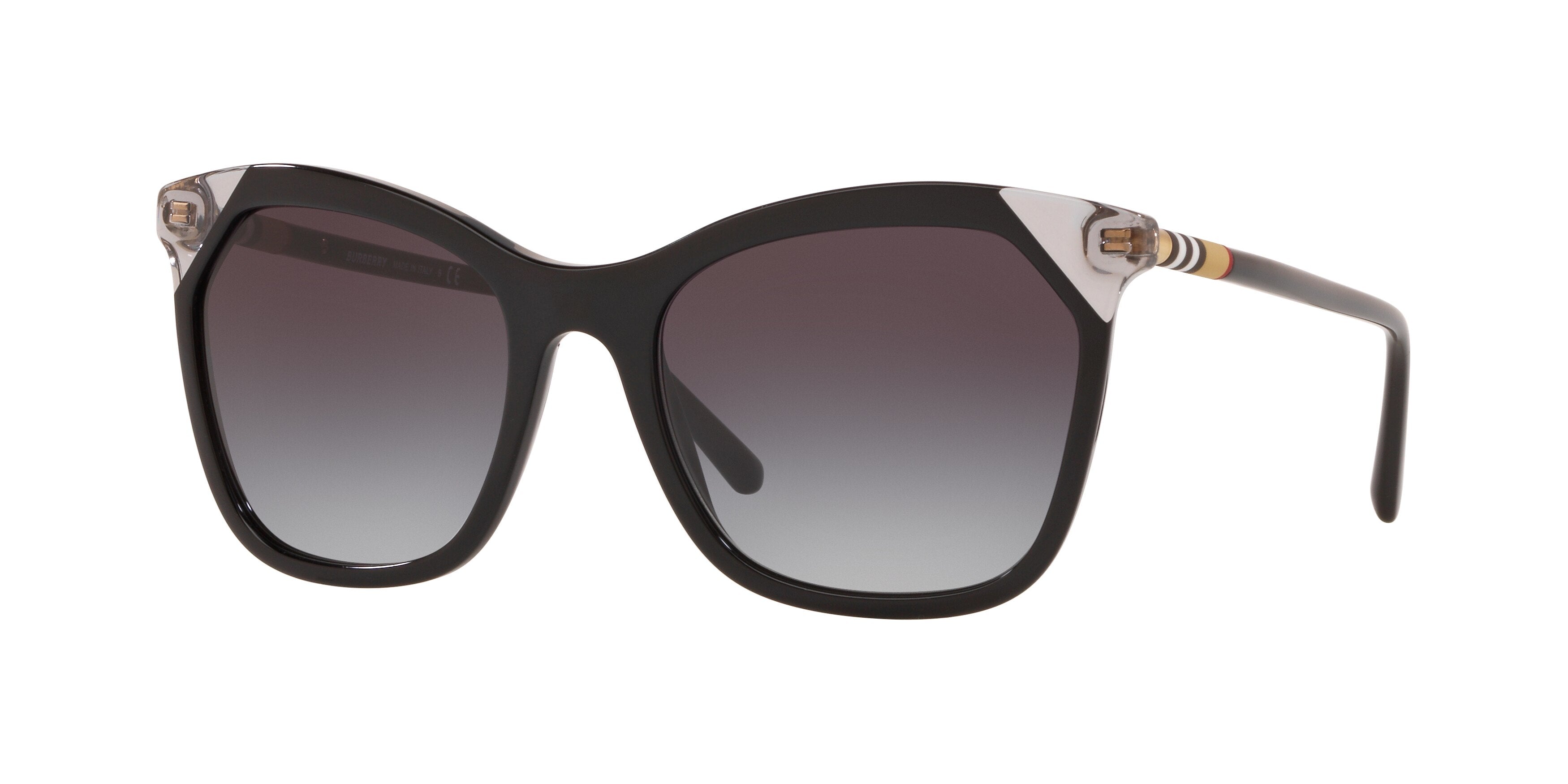 Burberry BE4263 Square Sunglasses  38458G-Black/Transparent Grey 54-140-19 - Color Map Black