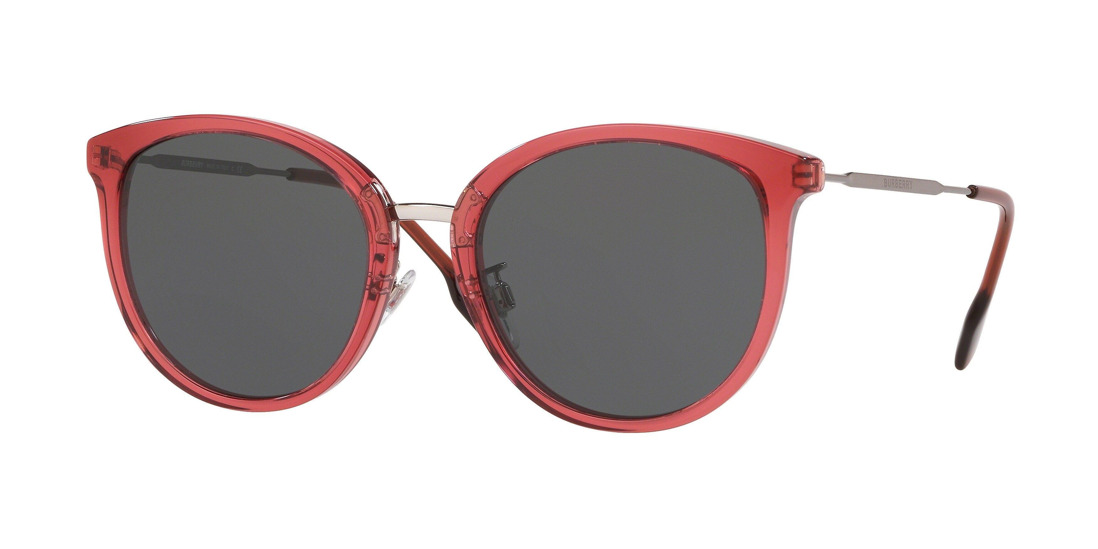 Burberry BE4289D Round Sunglasses 378987-Transparent Red 56-145-20 - Color Map Red