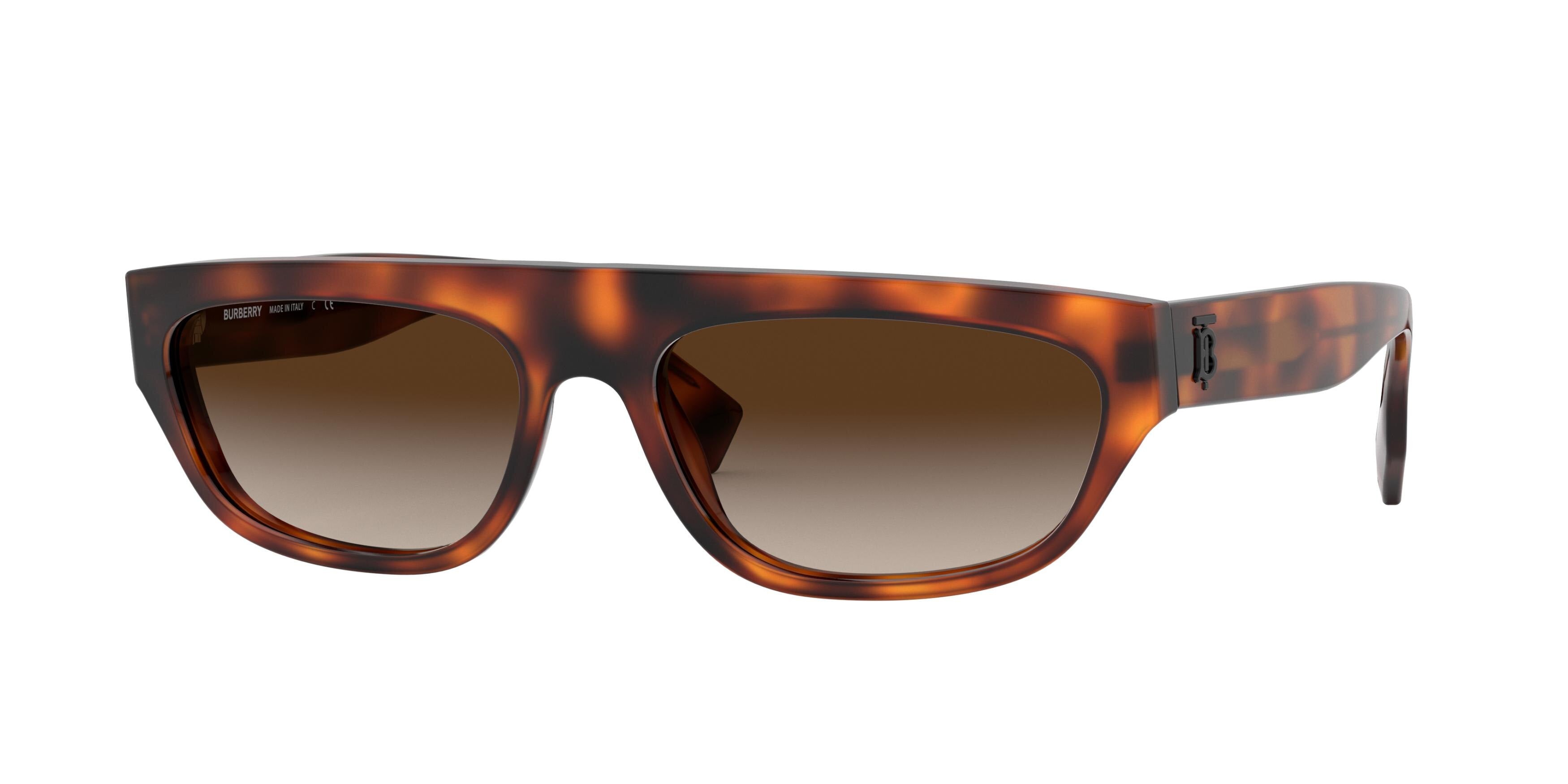 Burberry BOW BE4301 Rectangle Sunglasses  331613-Light Havana 57-140-17 - Color Map Tortoise
