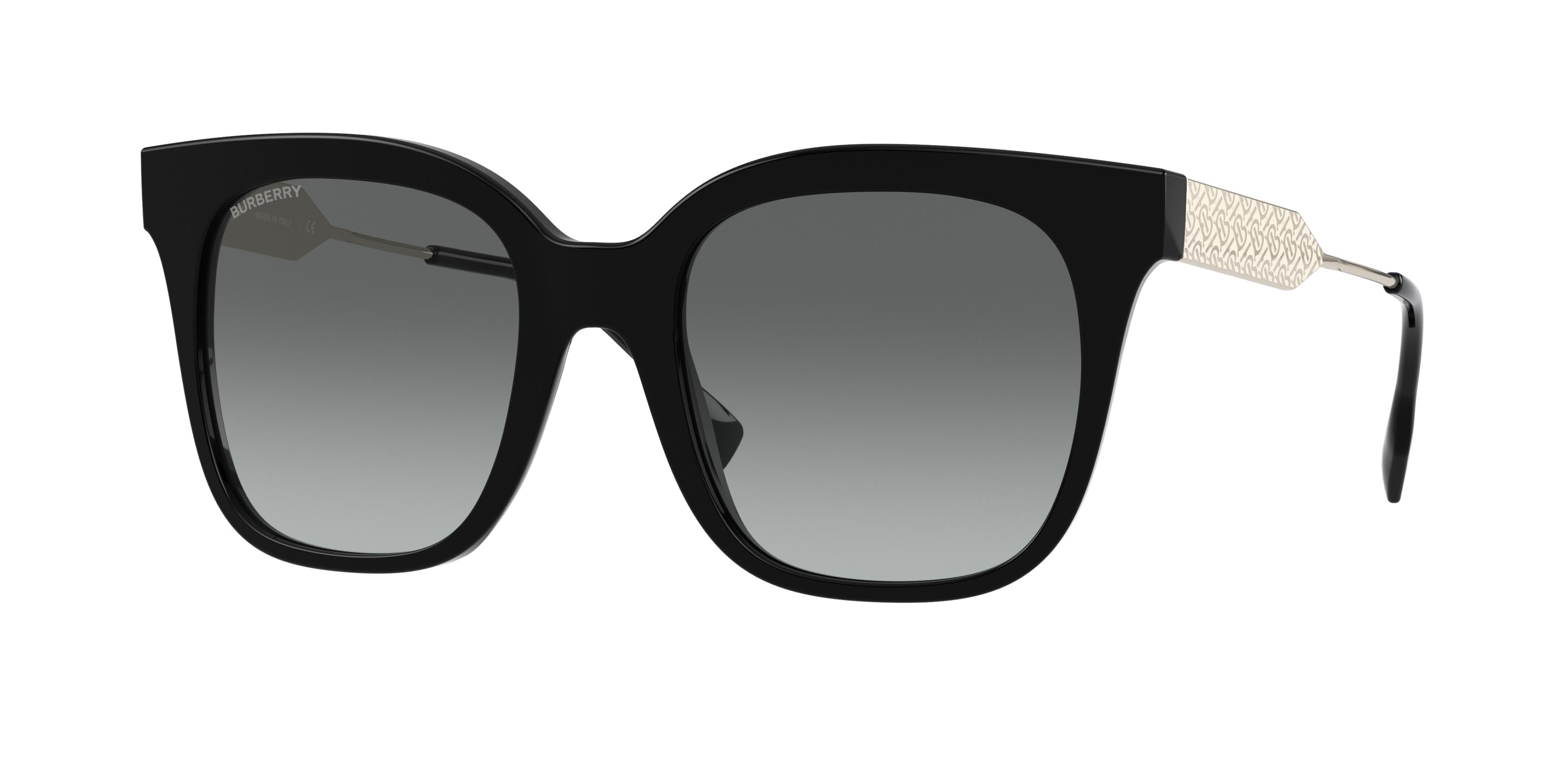 Burberry EVELYN BE4328 Square Sunglasses 300111-Black 52-140-20 - Color Map Black