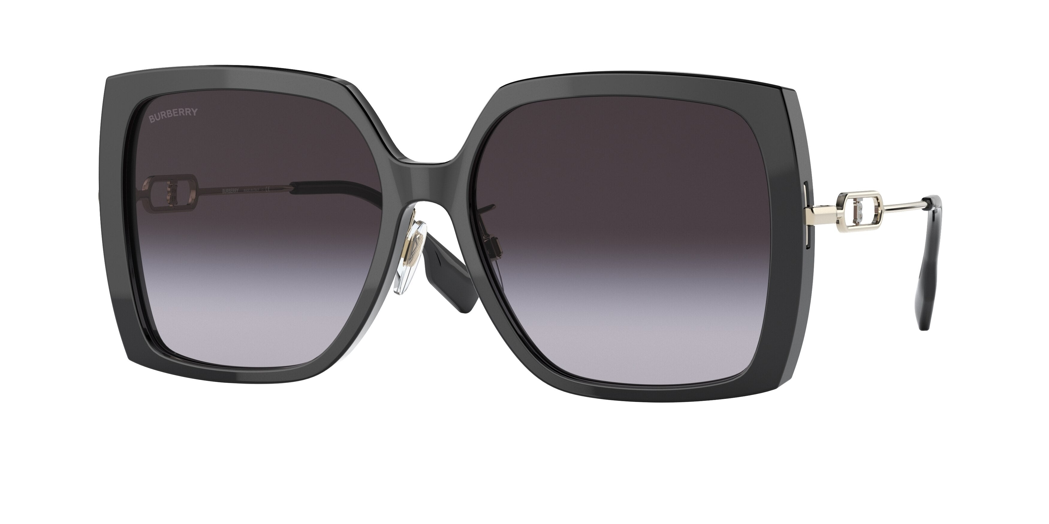 Burberry LUNA BE4332F Square Sunglasses 30018G-Black 57-140-16 - Color Map Black