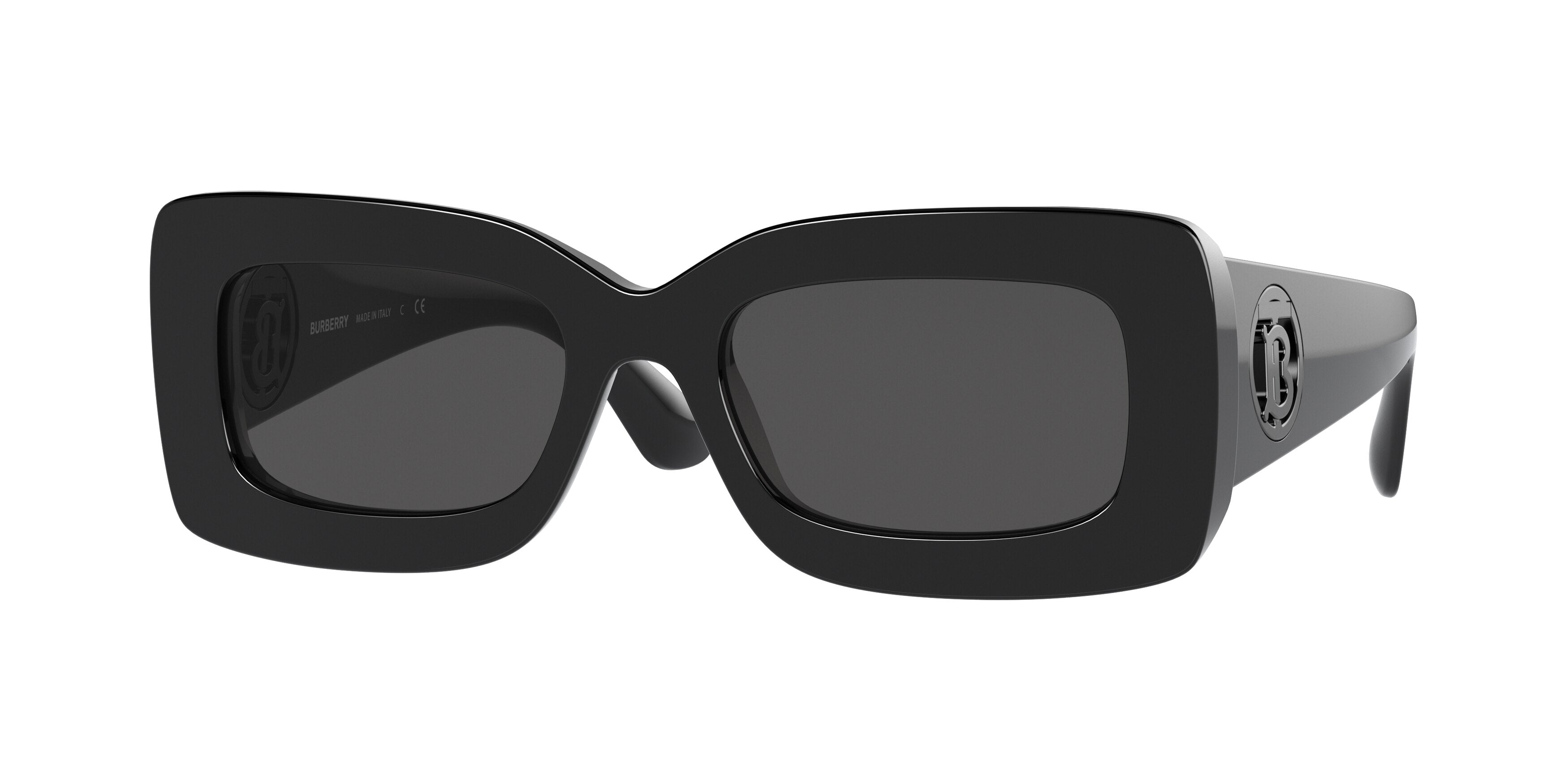 Burberry ASTRID BE4343 Rectangle Sunglasses 300187-Black 52-140-19 - Color Map Black
