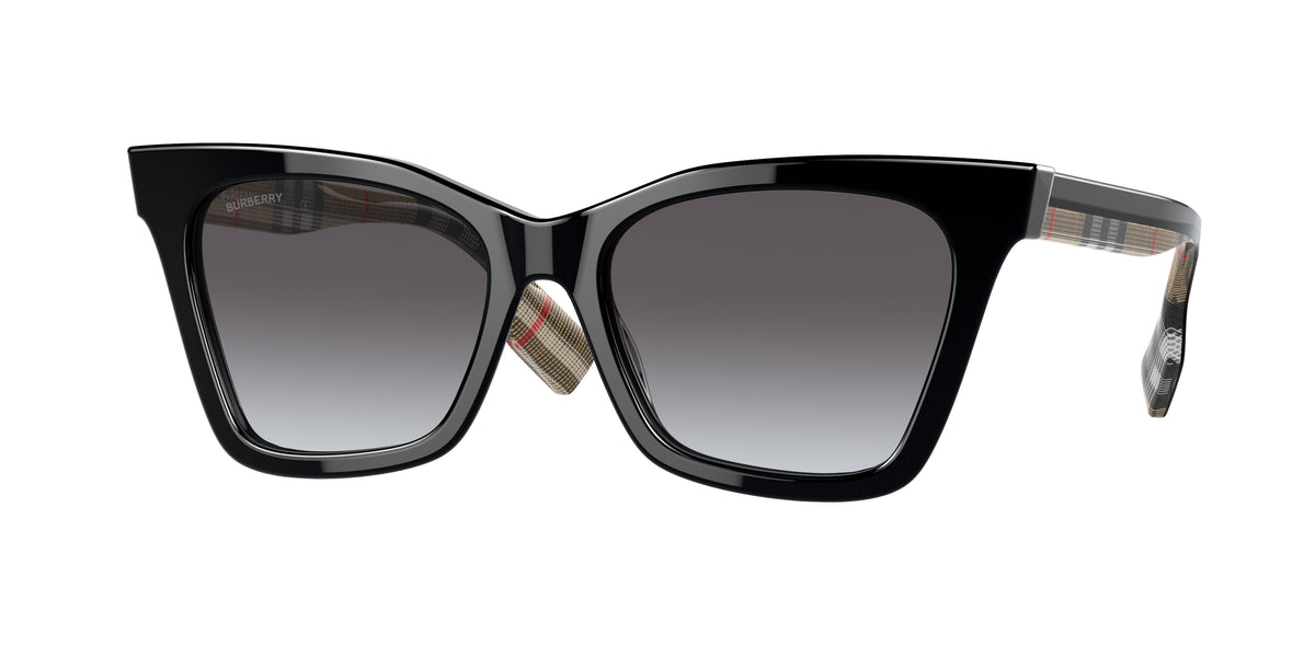 Burberry ELSA BE4346 Irregular Sunglasses 39428G-Black 53-140-17 - Color Map Black